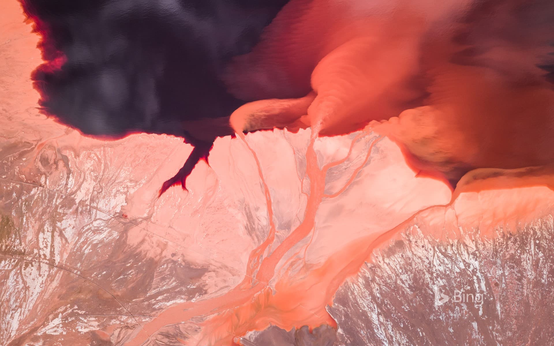 Bing Wallpaper: Aerial view of tailings pond, Australia