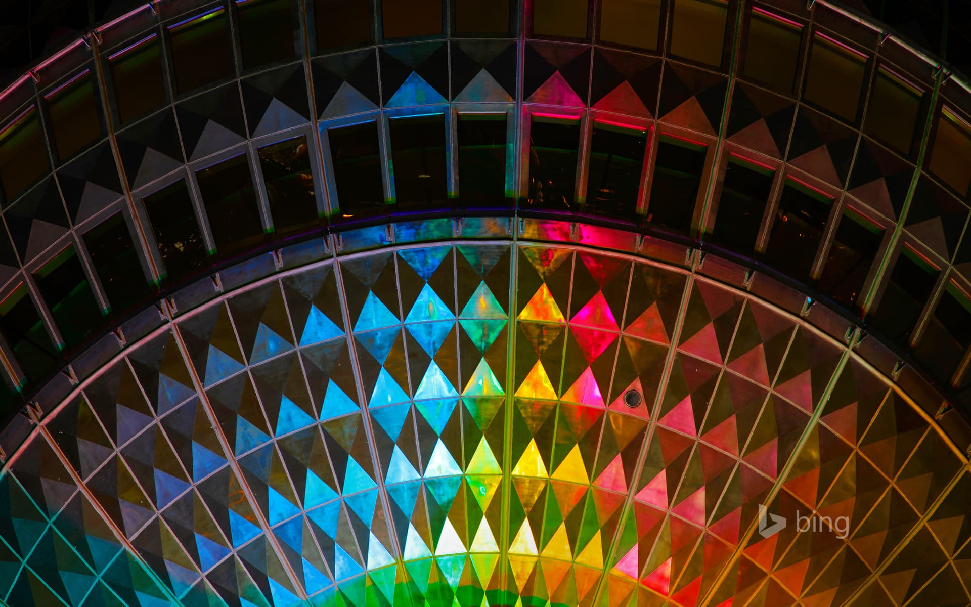 Bing Wallpaper: Detail of a television tower illuminated during the Festival of Lights in 2011, Berlin, Germany