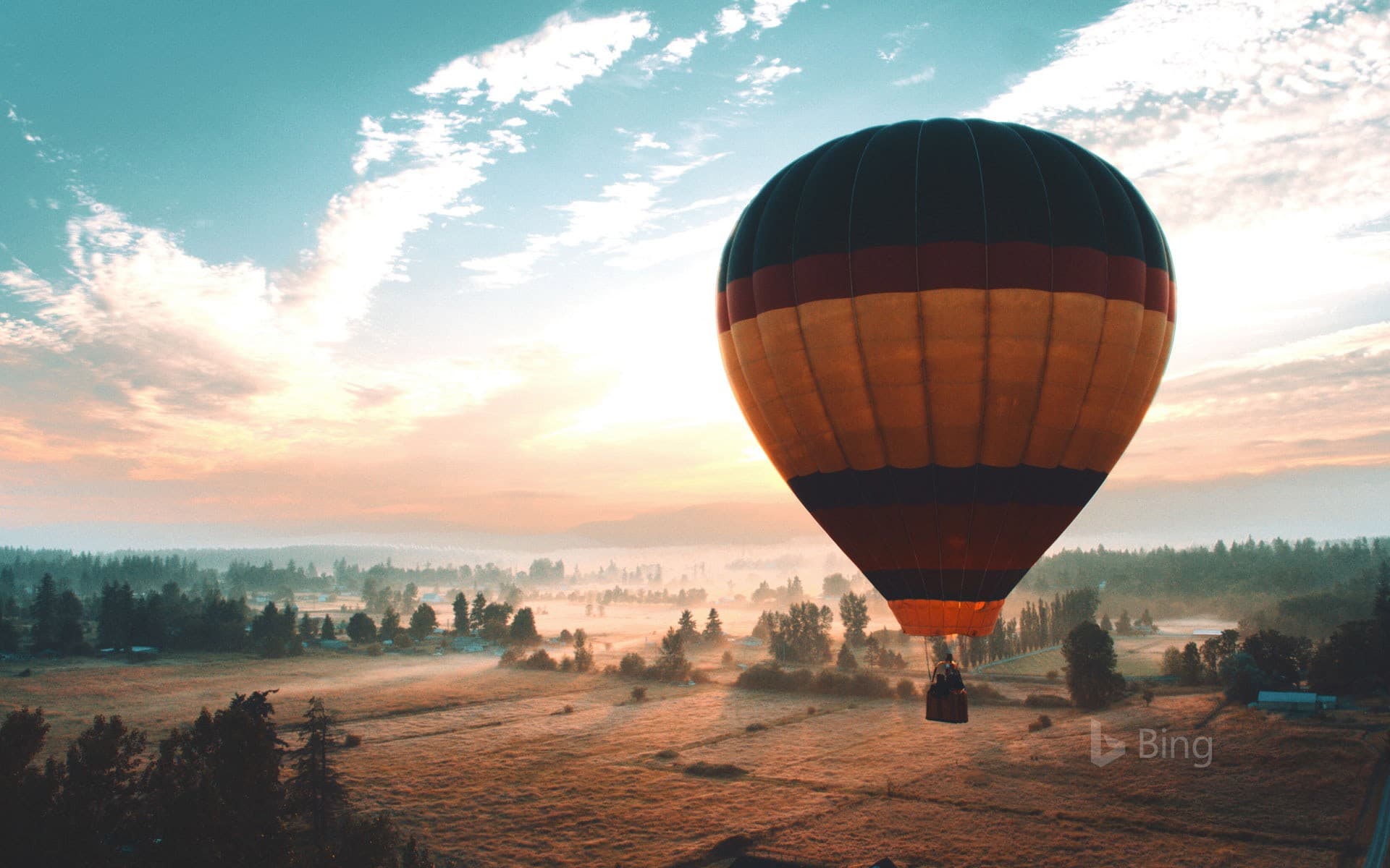 Bing Wallpaper: Hot air balloon over Auburn, Washington