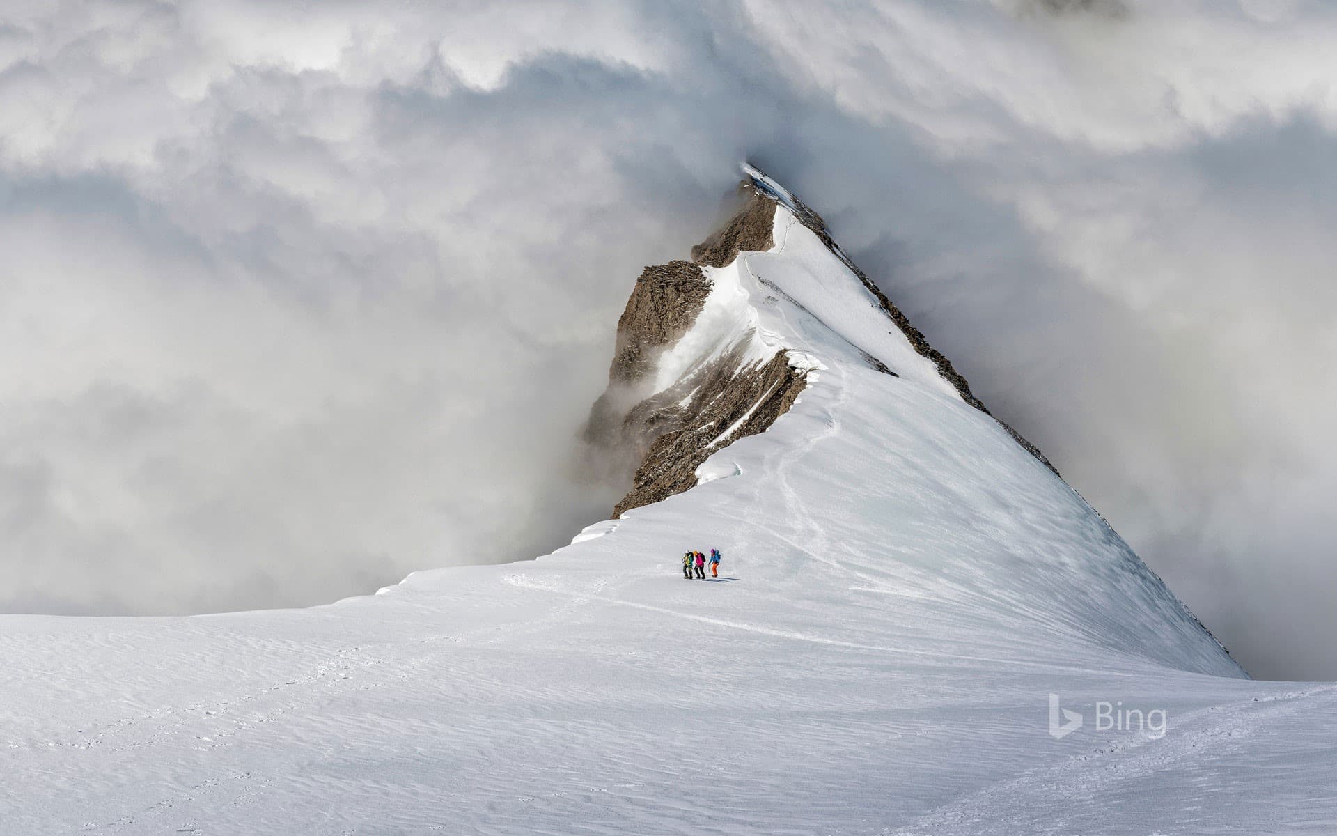 Bing Wallpaper: Mountaineers on the Balmhorn in the Bernese Alps of Switzerland