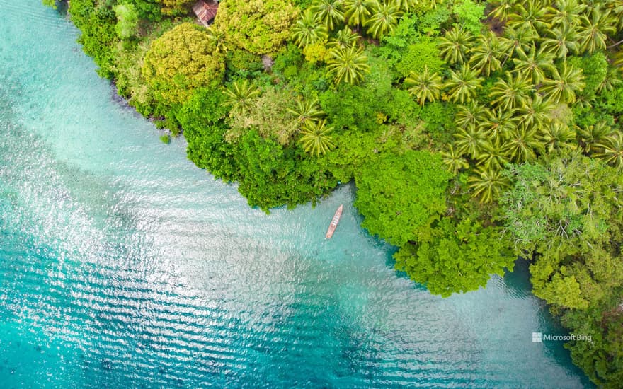 Blue lagoon of Pulau Ay, Banda Islands, Indonesia