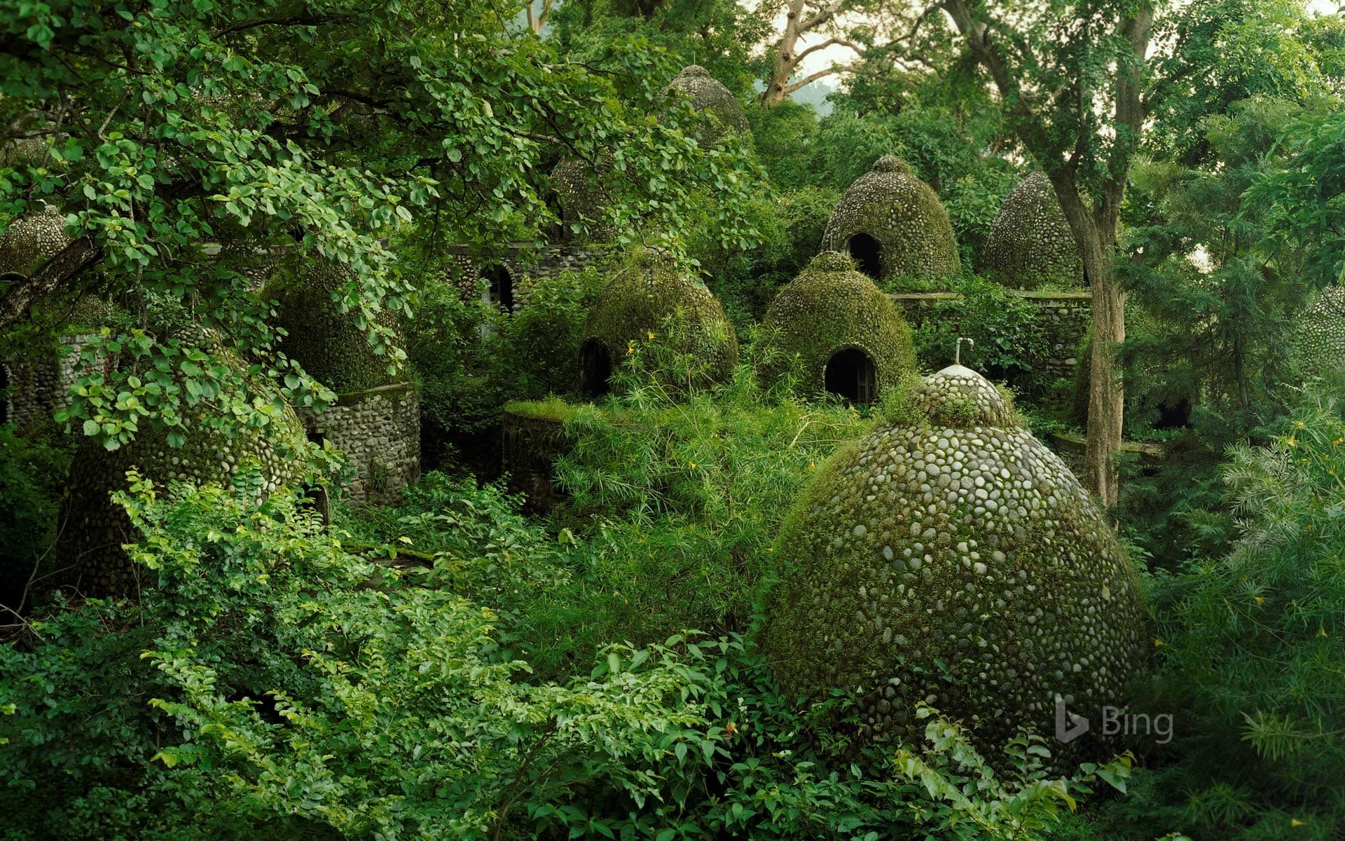 Bing Wallpaper: Meditation domes at the Beatles Ashram in Rishikesh, India