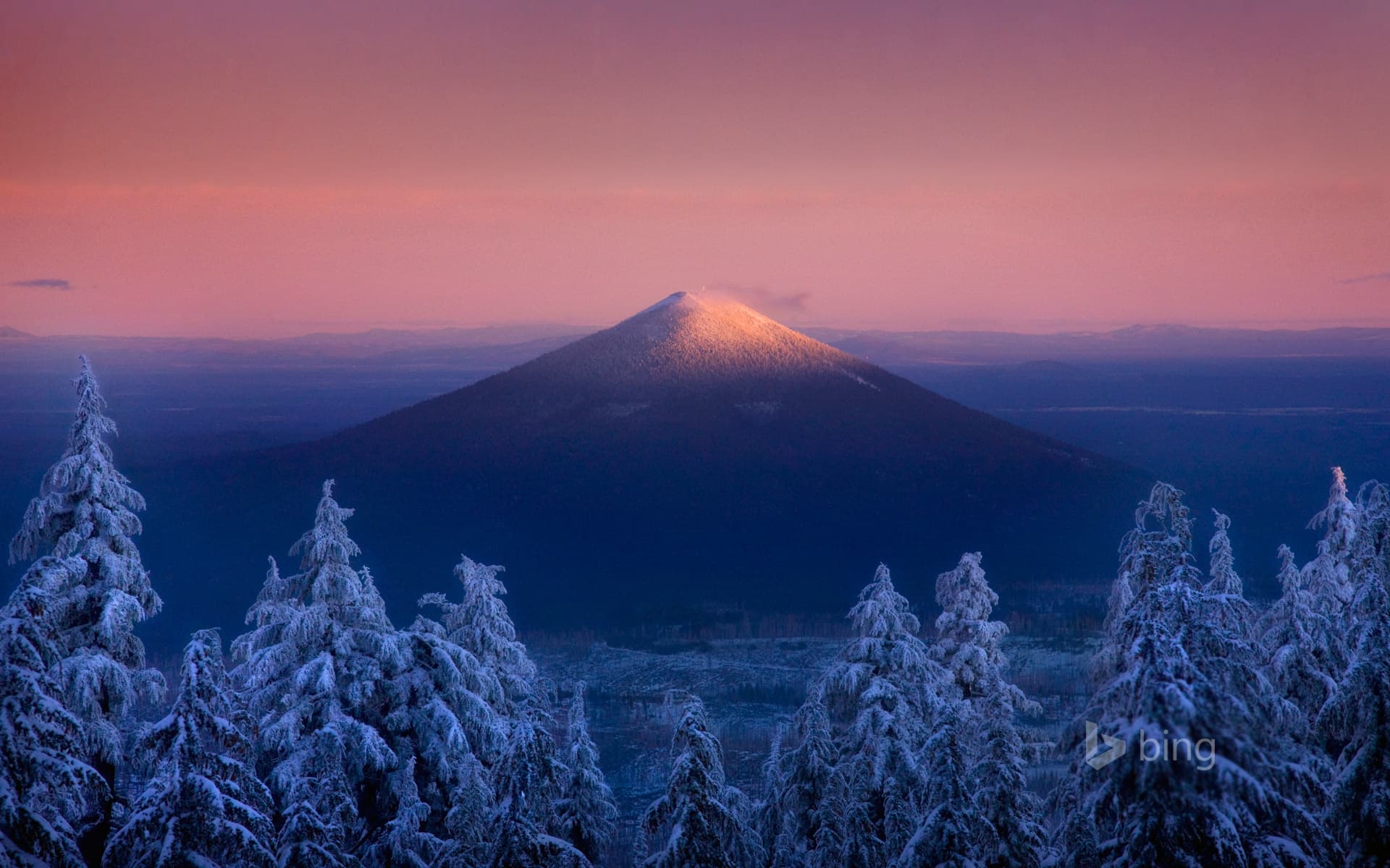 Bing Wallpaper: Black Butte, seen from the Mount Jefferson Wilderness, Oregon, USA