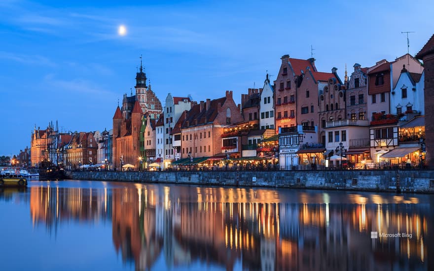 Gdańsk on the banks of the Motława, Poland