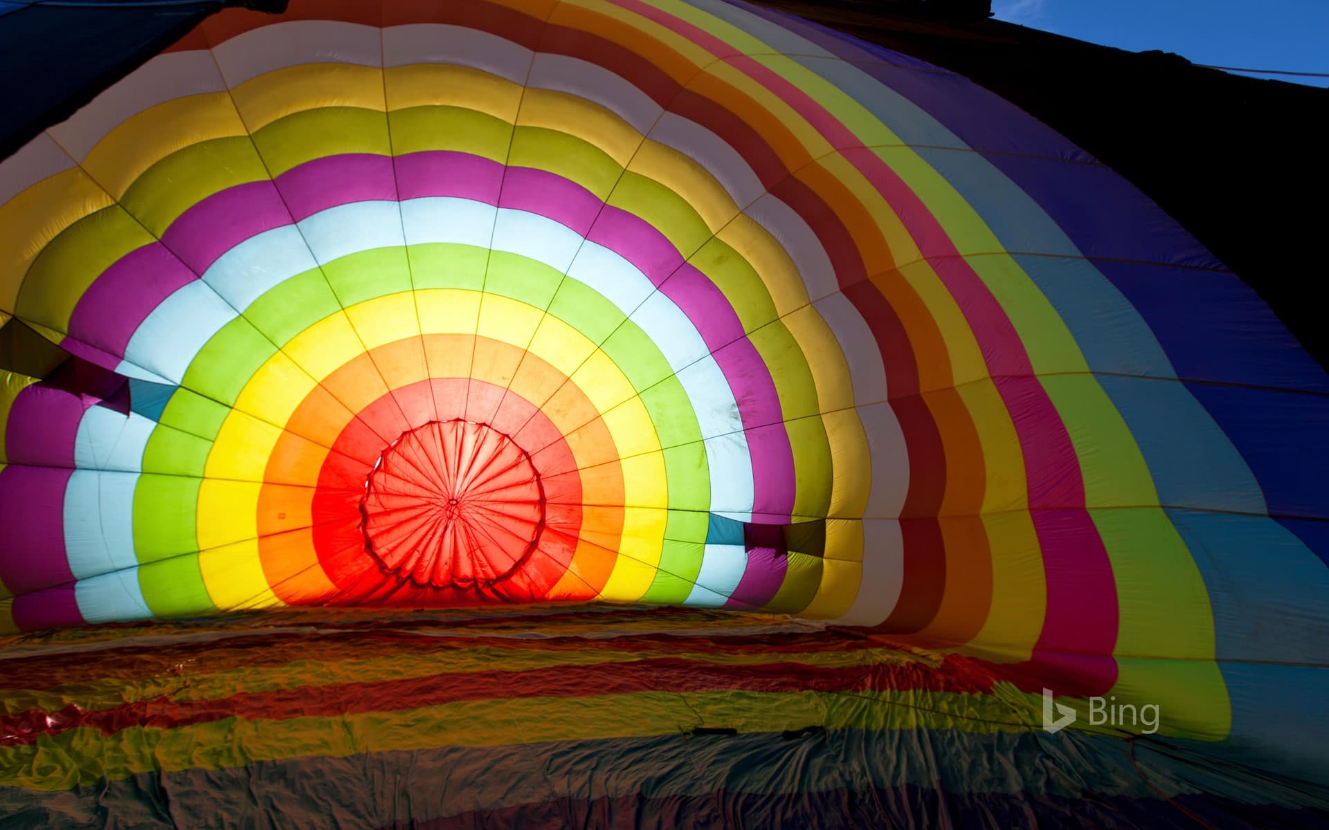 Bing Wallpaper: Inside a hot air balloon envelope during inflation at the Bristol International Balloon Fiesta