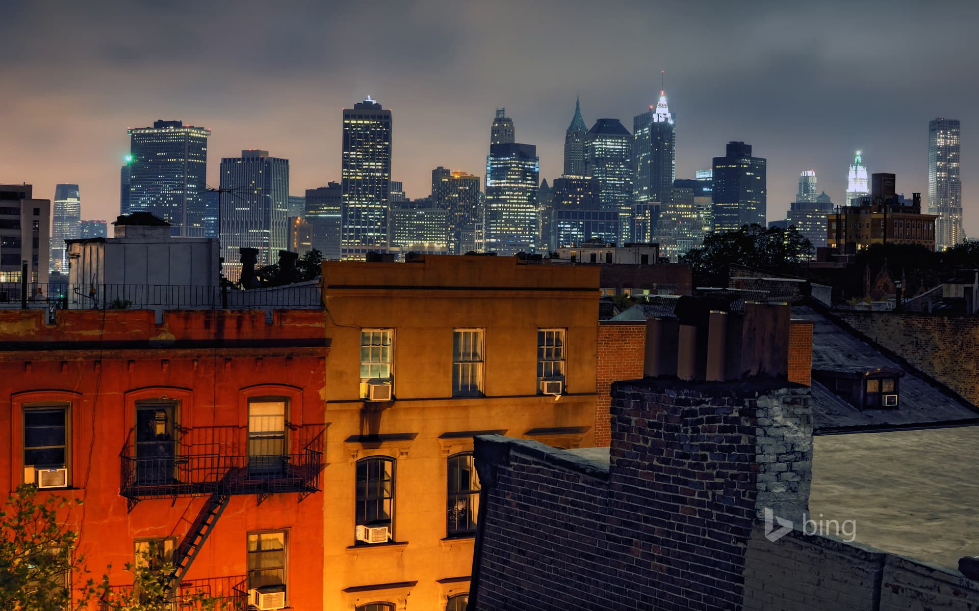 Bing Wallpaper: Manhattan’s Financial District as seen from Brooklyn Heights, New York