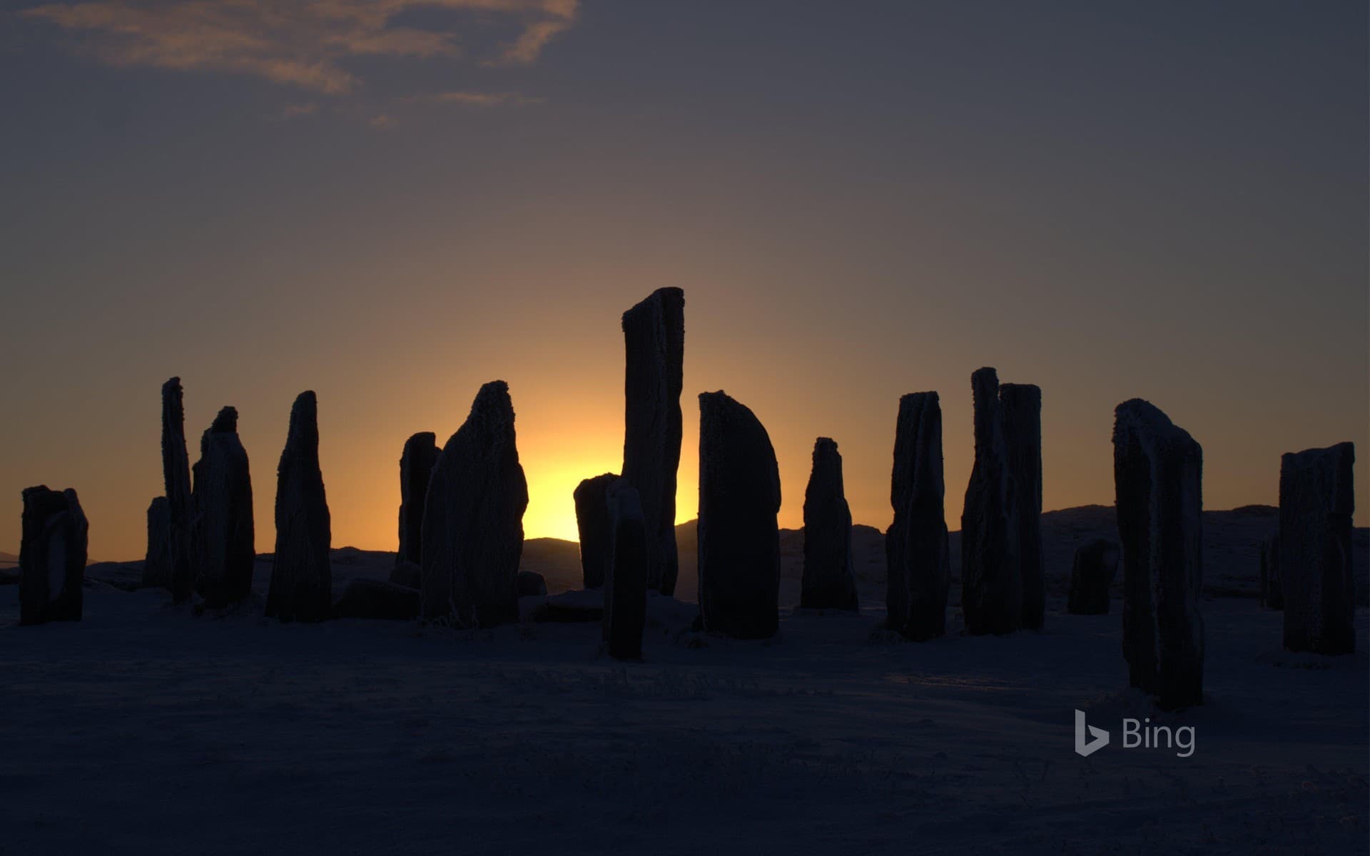 Bing Wallpaper: The Callanish Stones, Isle of Lewis, at sunset