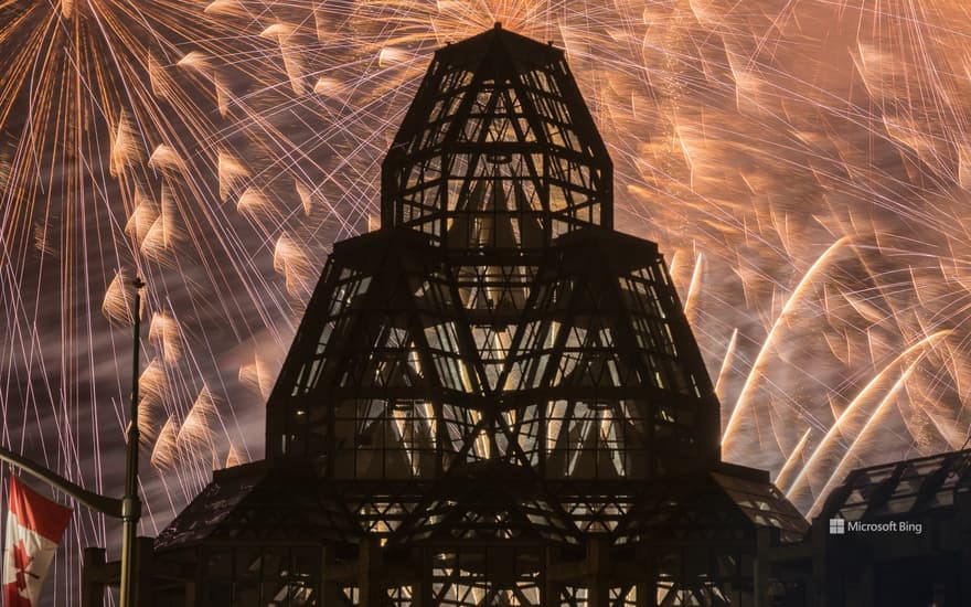 Canada Day firework show behind the National Gallery of Canada, Ottawa