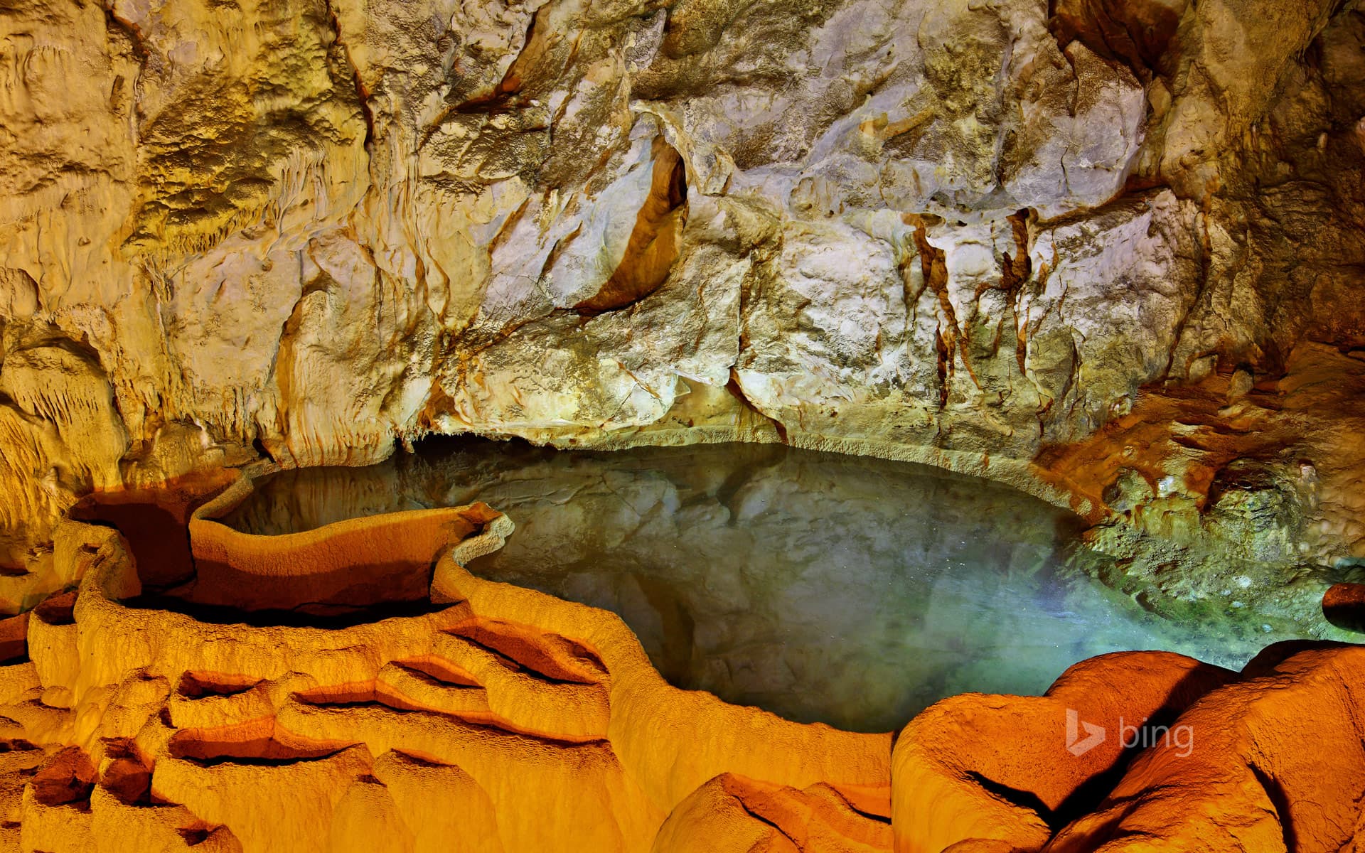 Bing Wallpaper: Cave of the Lakes near Kalavryta, Achaia, Peloponnese, Greece