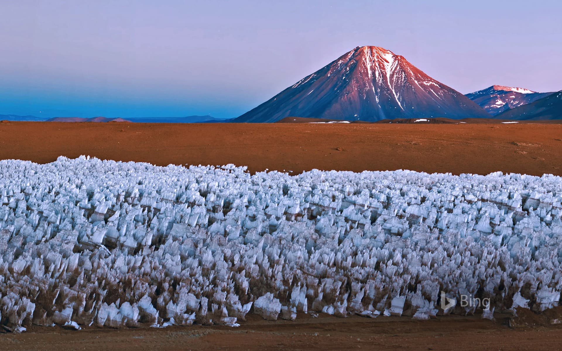 Bing Wallpaper: Licancabur volcano on the border of Bolivia and Chile