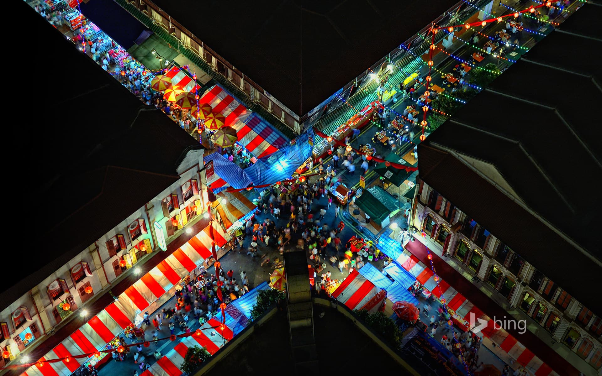 Bing Wallpaper: Aerial view of Chinatown, Singapore