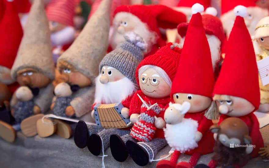 Handmade gnomes at a Christmas market
