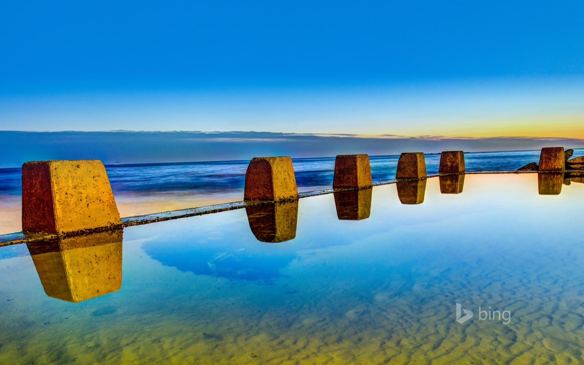 Bing Wallpaper: Pool at sunrise in Coogee, outside Sydney, New South Wales, Australia