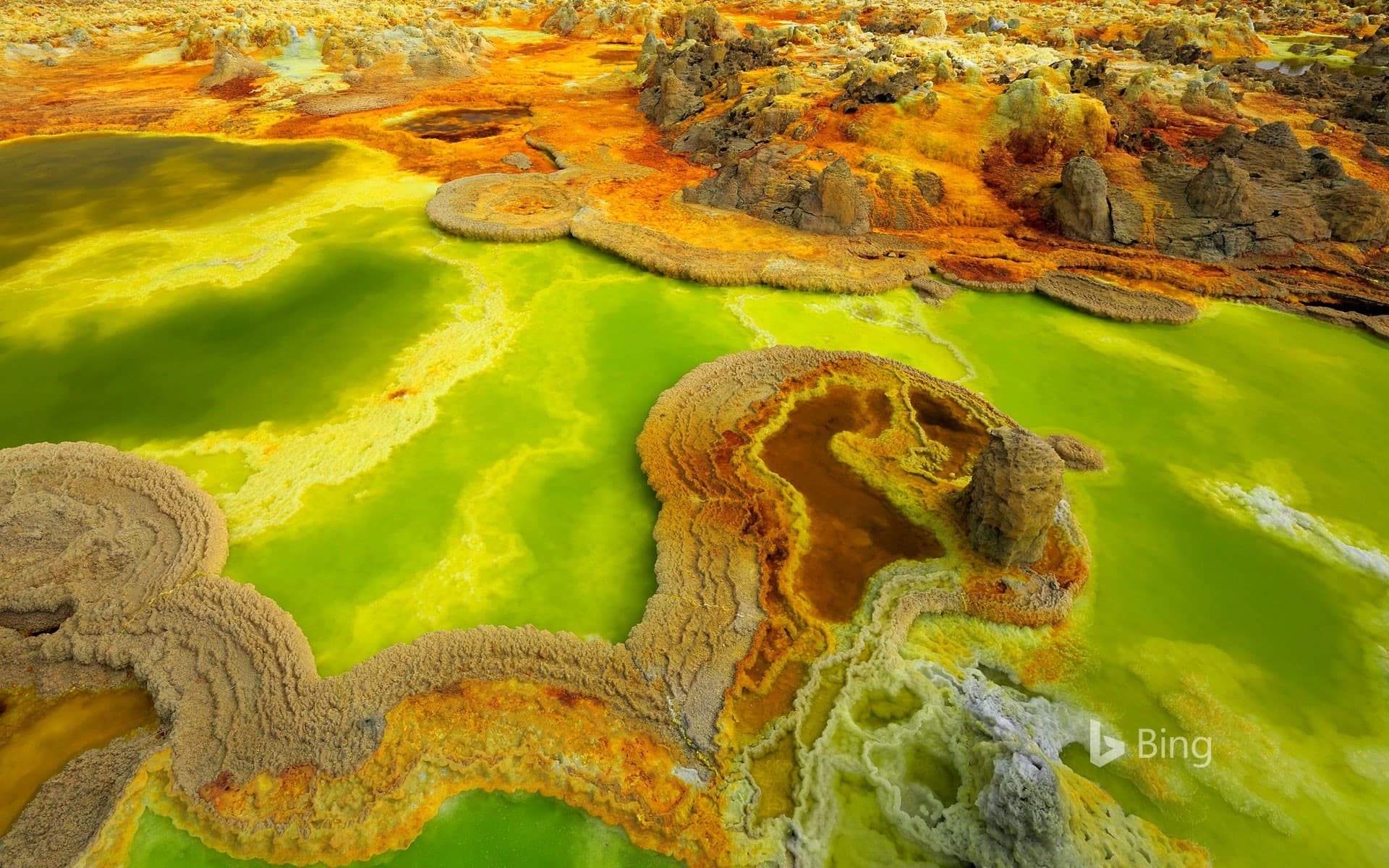 Bing Wallpaper: Hot springs in Dallol, Ethiopia