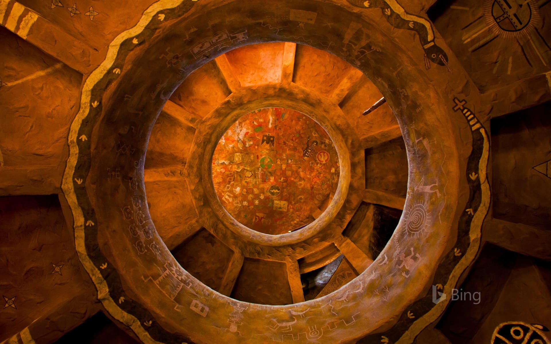 Bing Wallpaper: Mural in the Desert View Watchtower at Grand Canyon National Park, Arizona