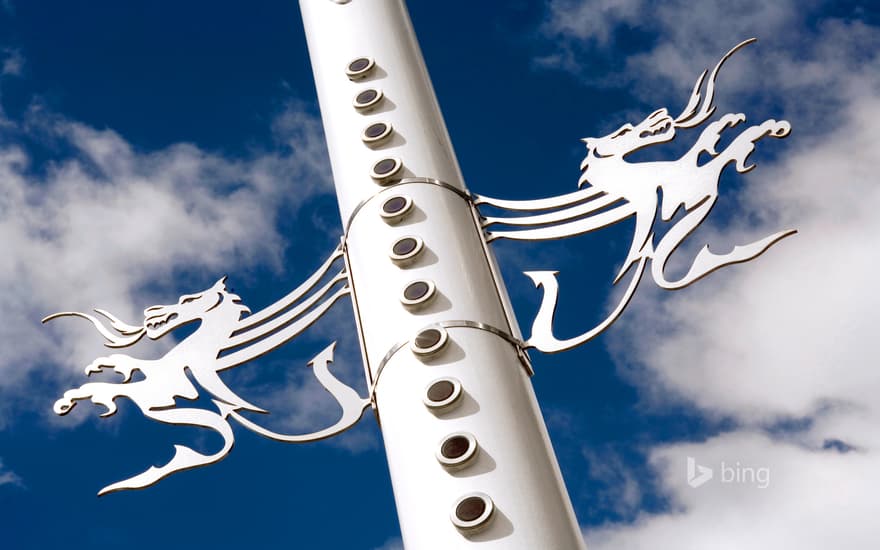 Dragon lamp post, Millennium Stadium, Cardiff, Wales