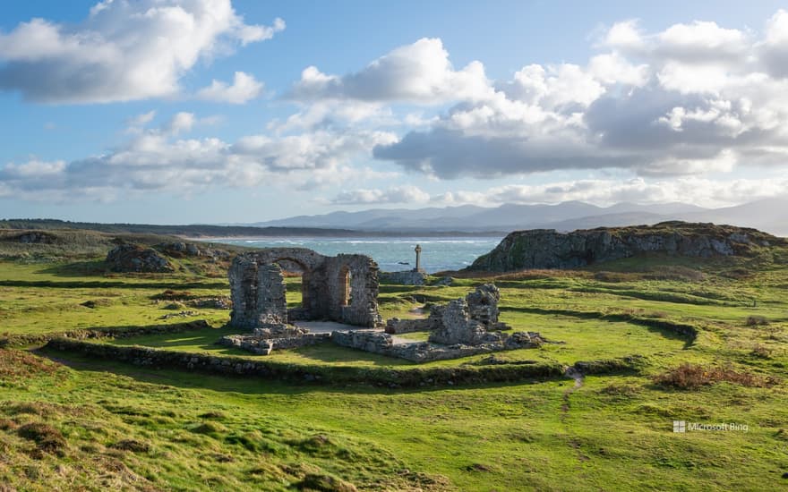 Ruins of St. Dwynwen's Church, Ynys Llanddwyn, Wales