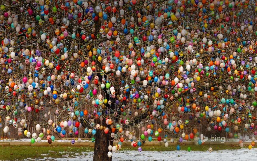 An osterbaum (Easter tree) in Saalfeld, Germany
