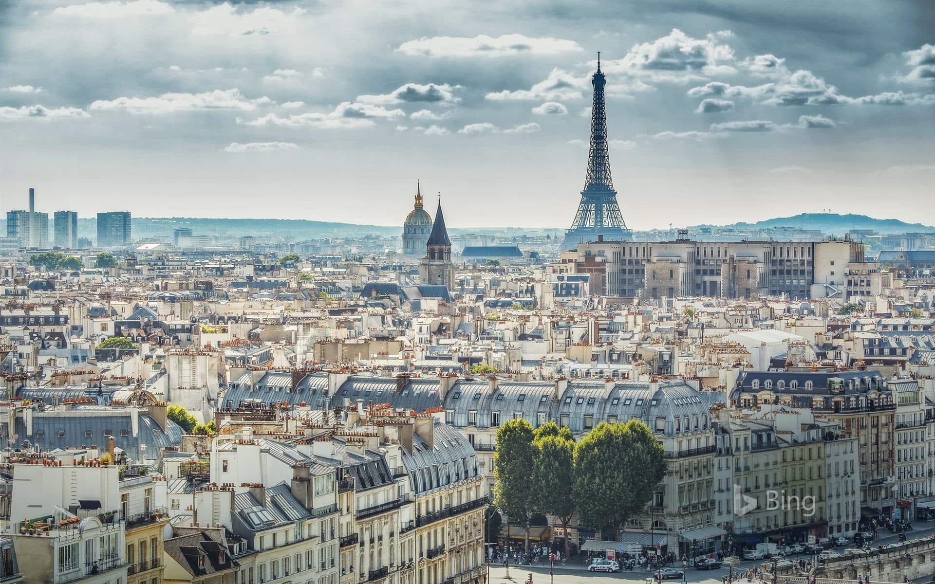 Bing Wallpaper: View of Paris, France, with the Eiffel Tower