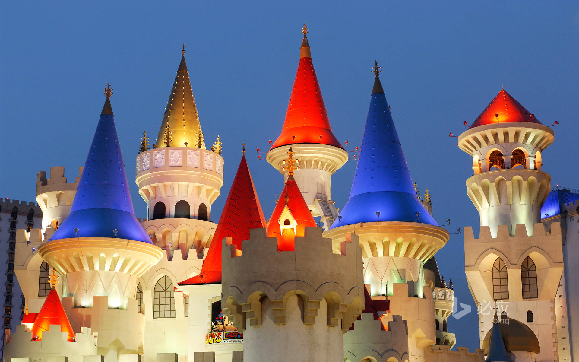 Bing Wallpaper: Night lights at Excalibur Hotel & Casino, Las Vegas, USA