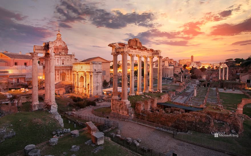 The Temple of Saturn in the Roman Forum, Rome, Italy