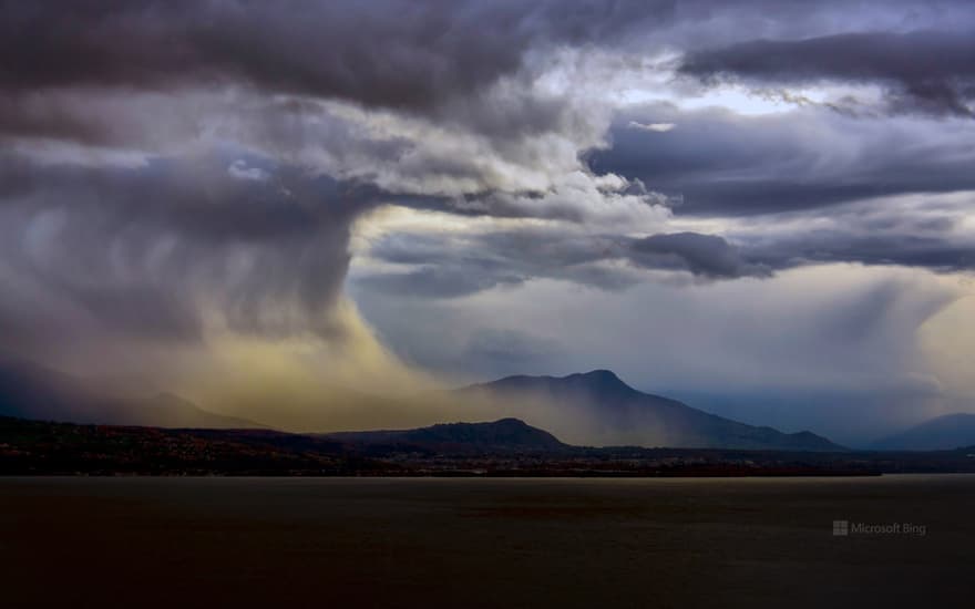 Stormy sky over Lake Geneva in Lausanne, Switzerland