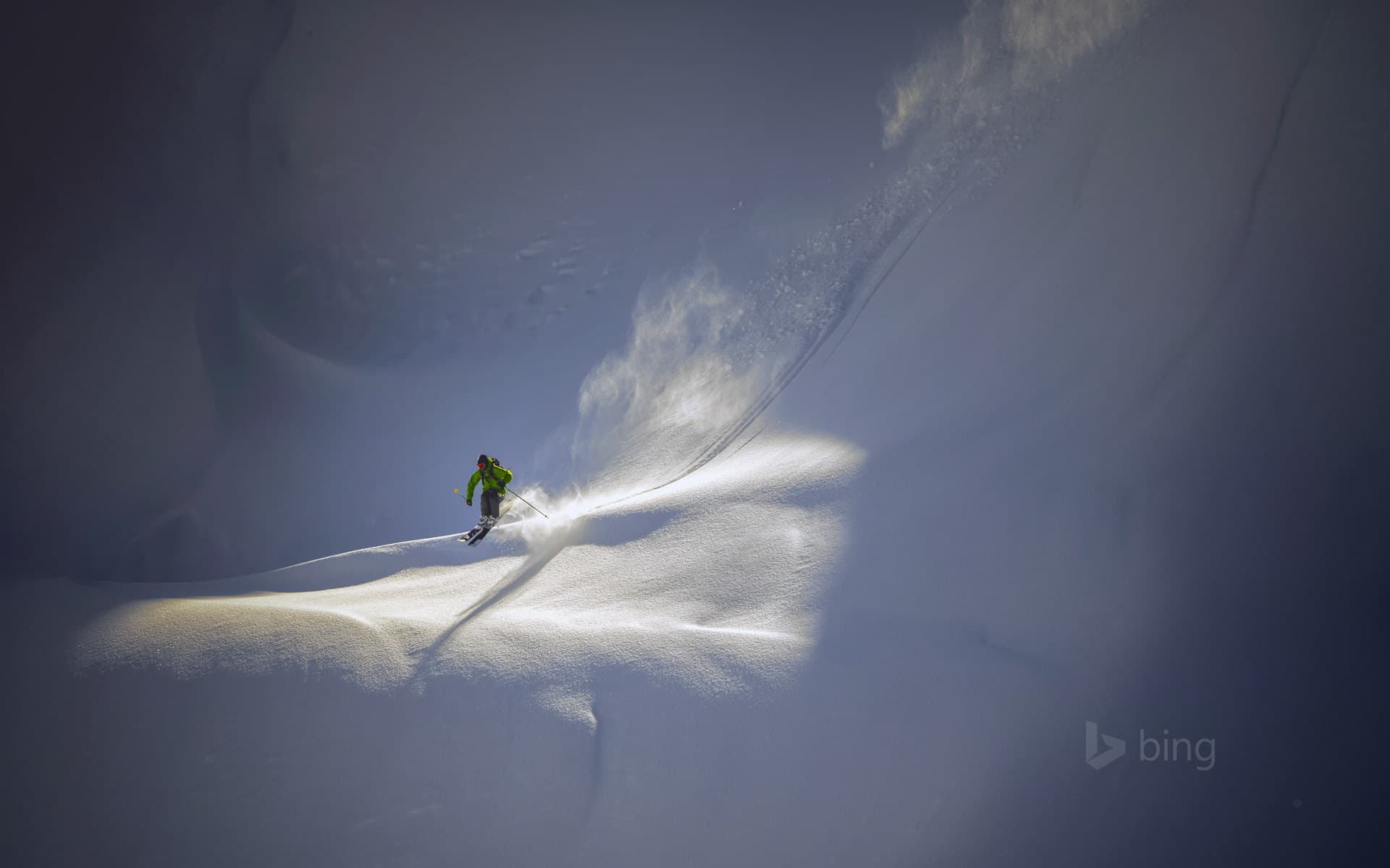 Bing Wallpaper: Backcountry skier near Mt. Baker Ski Area, North Cascades National Park, Washington