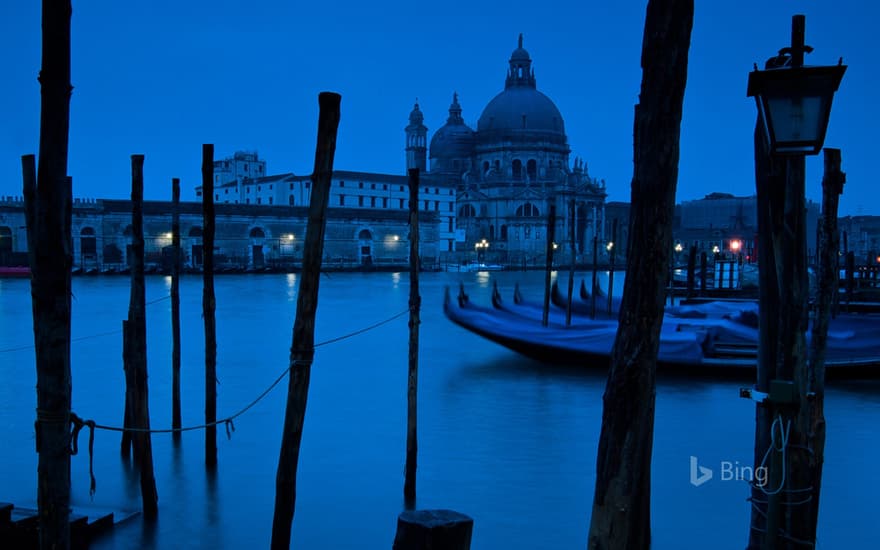 The Grand Canal and Basilica di Santa Maria della Salute in Venice, Italy