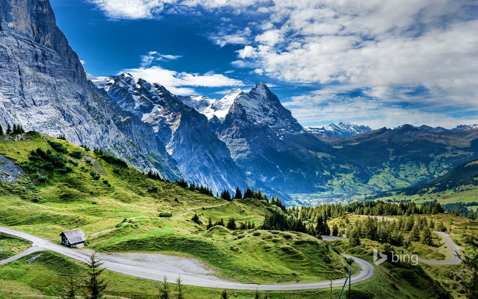 Bing Wallpaper: View of the Eiger from the Grosse Scheidegg mountain pass, Switzerland