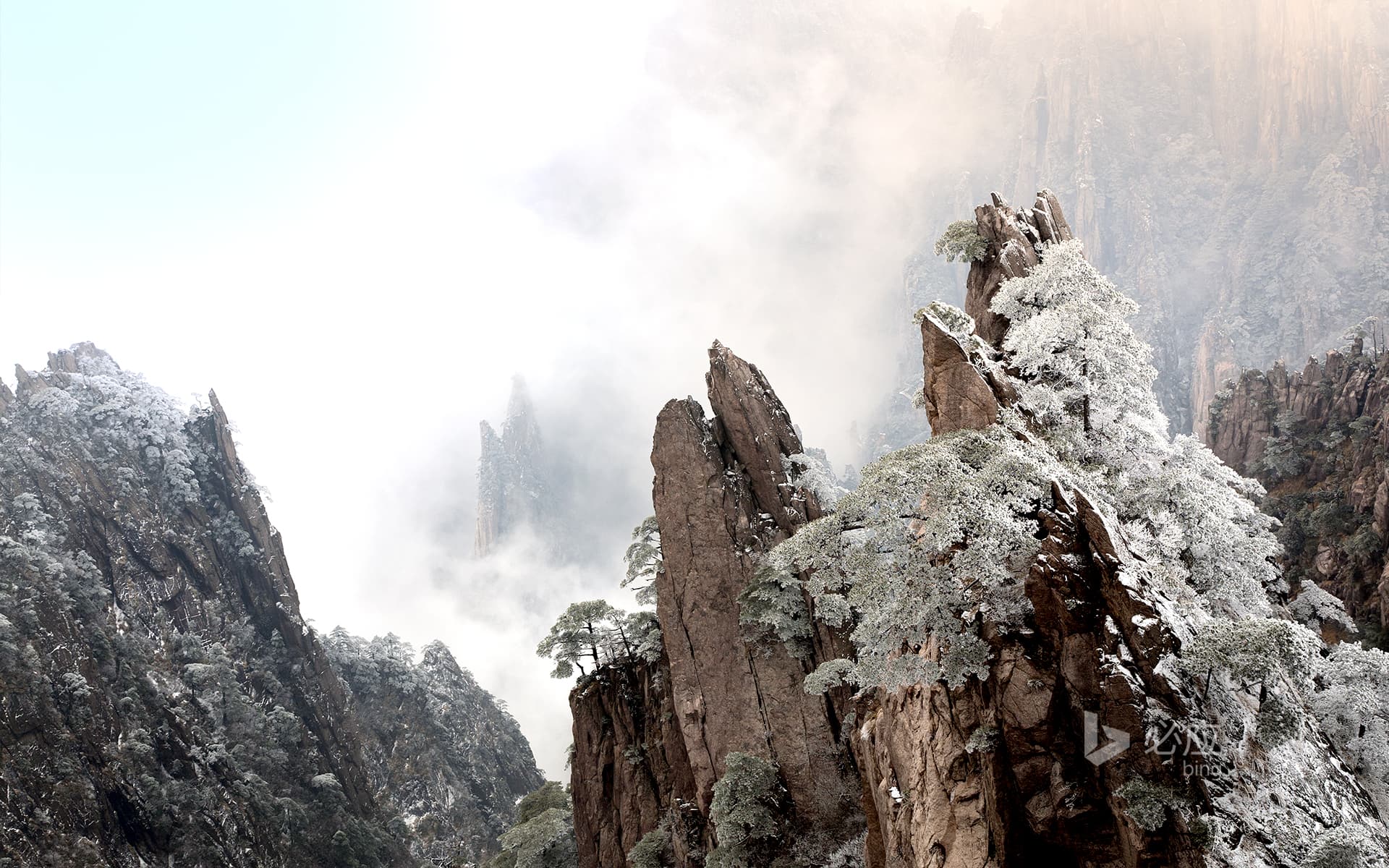 Bing Wallpaper: [今日 小寒] China, Anhui, Huangshan in the morning mist