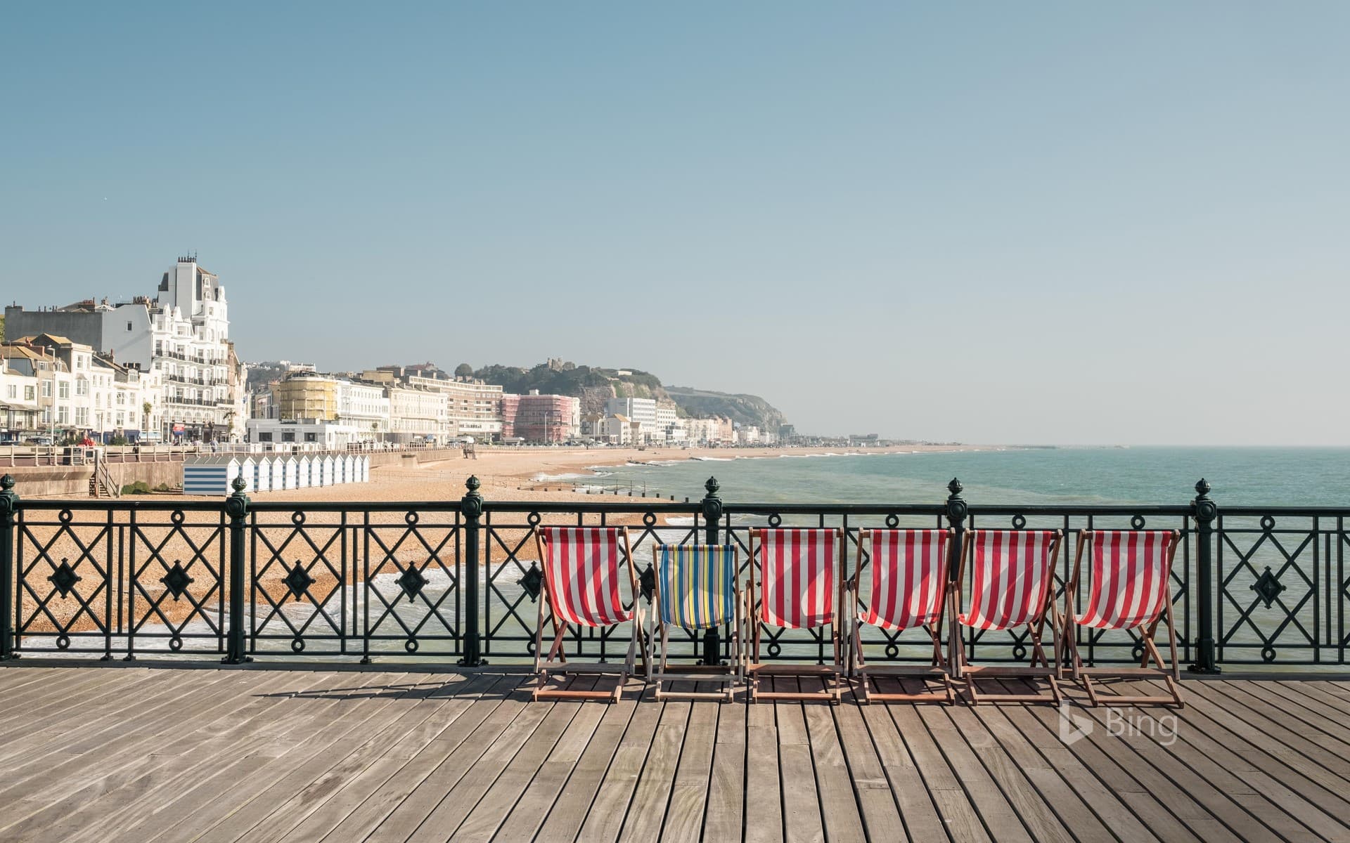 Bing Wallpaper: Deckchairs on Hastings Pier, East Sussex, England