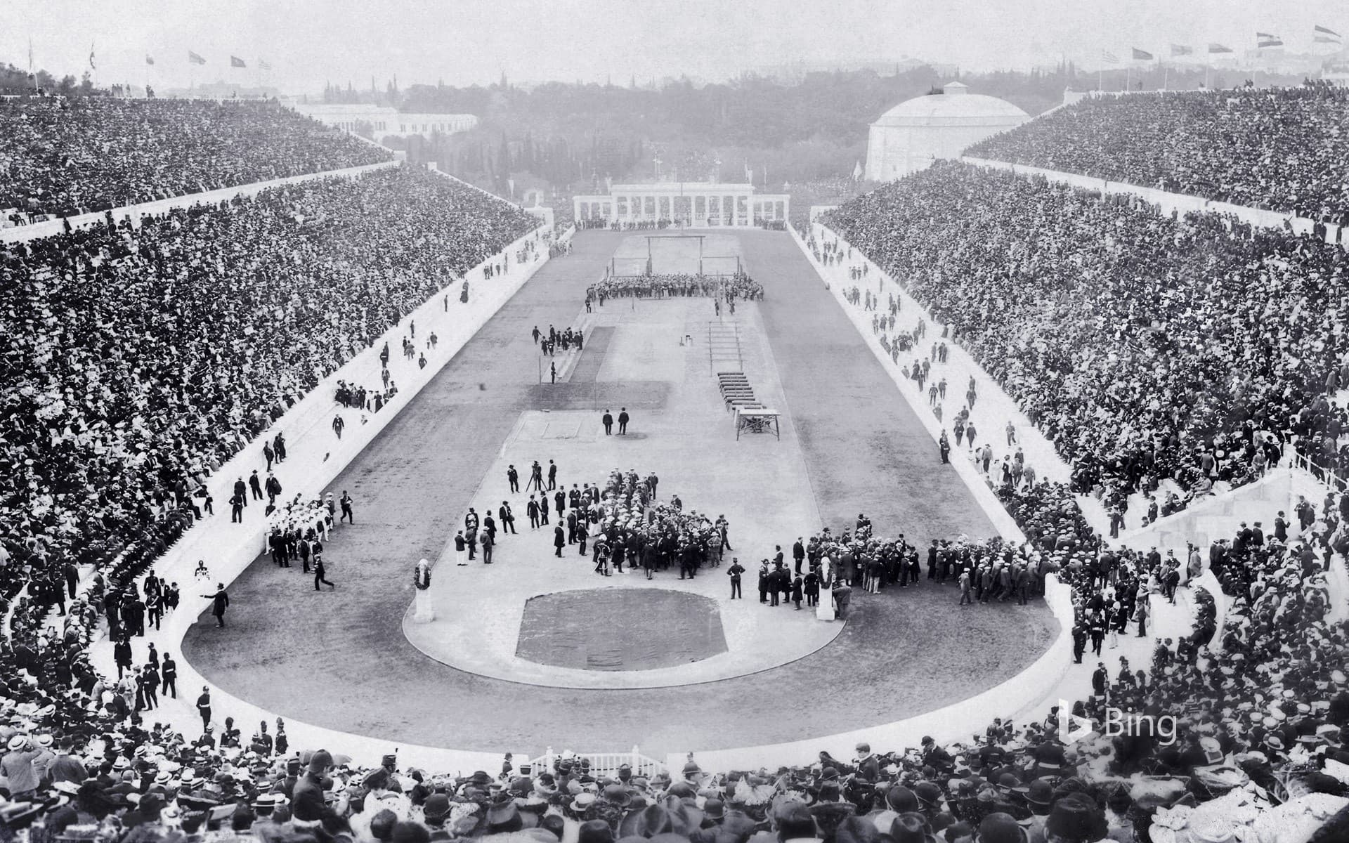 Bing Wallpaper: Opening ceremony of the 1896 Olympic Games in Panathinaiko Stadium, Athens, Greece