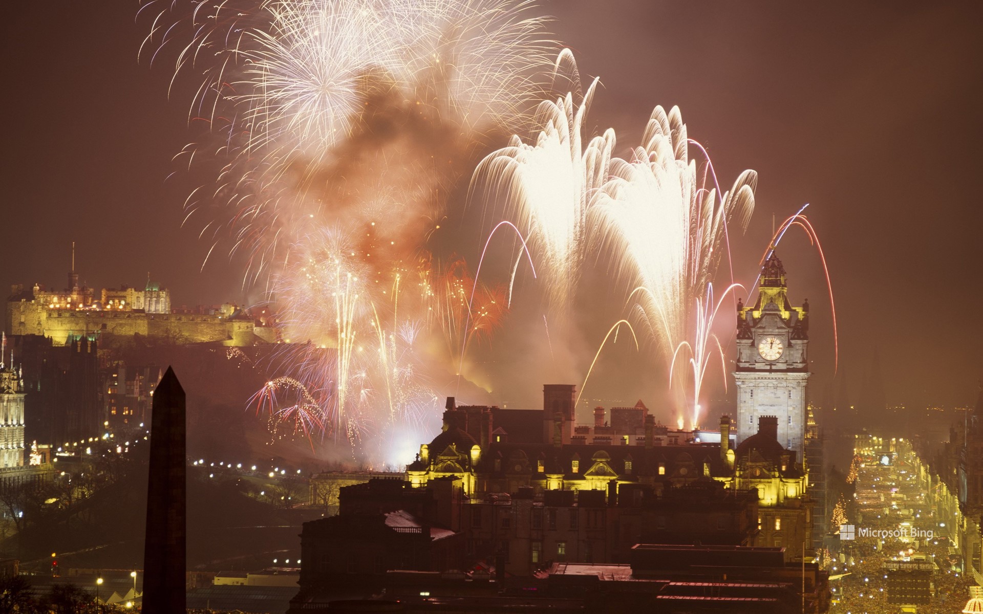 Hogmanay firework display, Edinburgh, Scotland