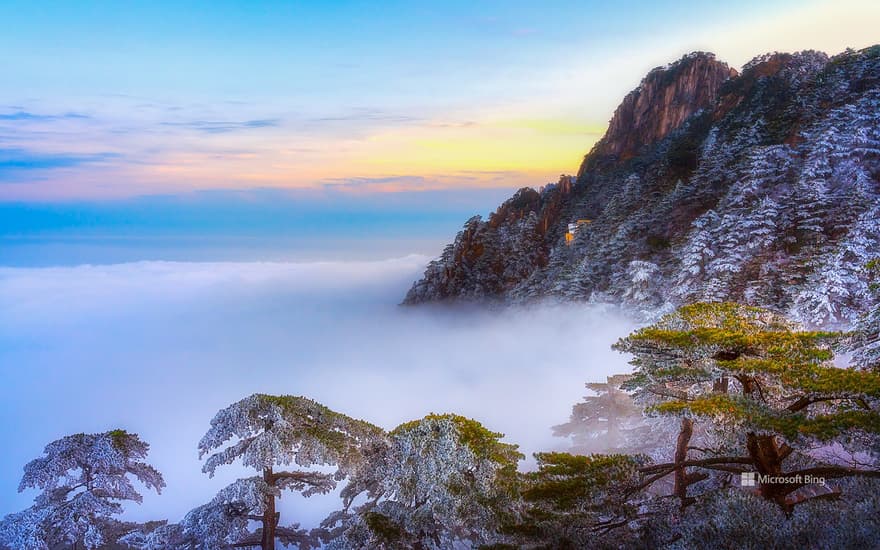 Sunset at Huangshan Mountain, Anhui Province, China