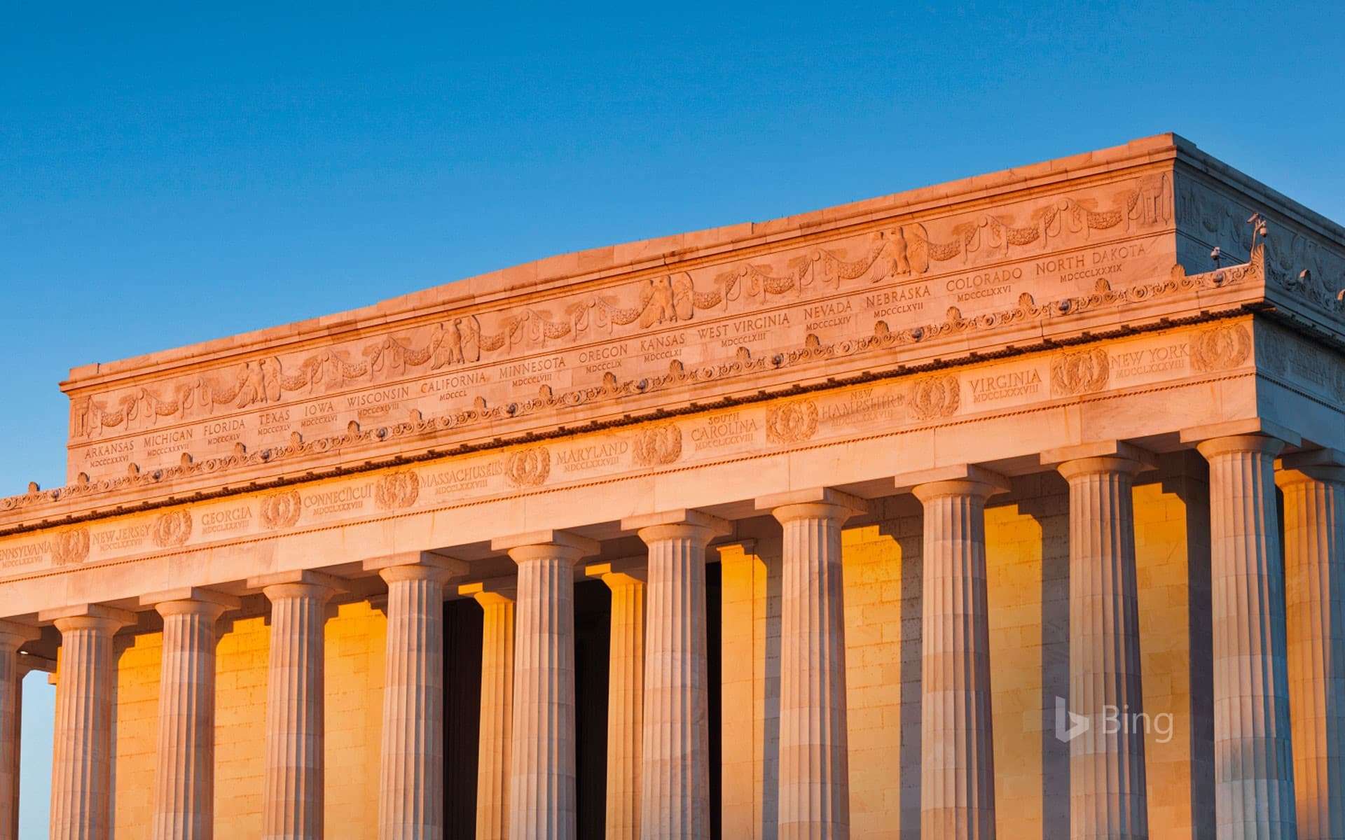 Bing Wallpaper: Detail of the Lincoln Memorial, Washington, DC