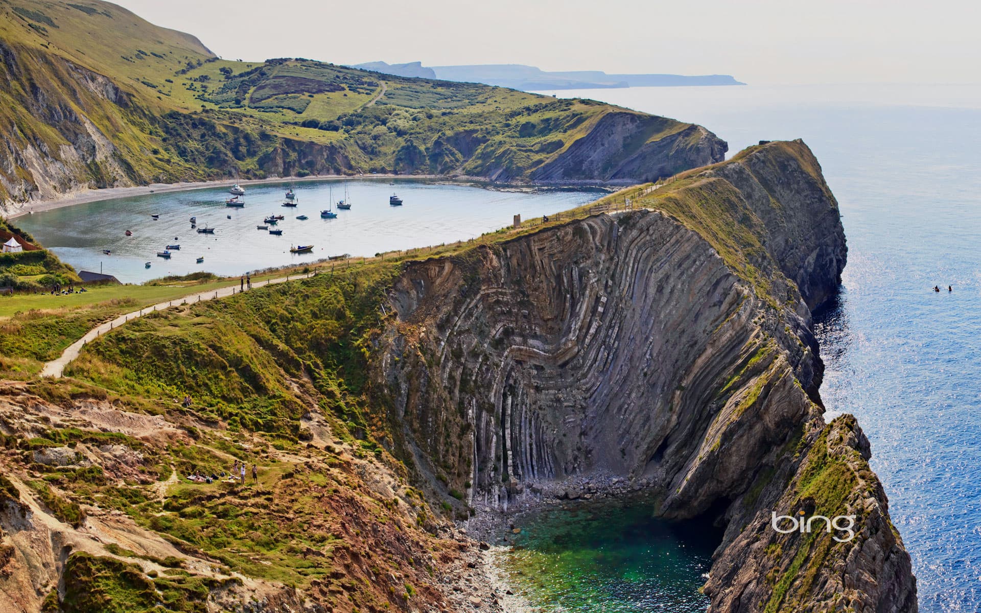 Bing Wallpaper: Lulworth Cove along Jurassic Coast, England