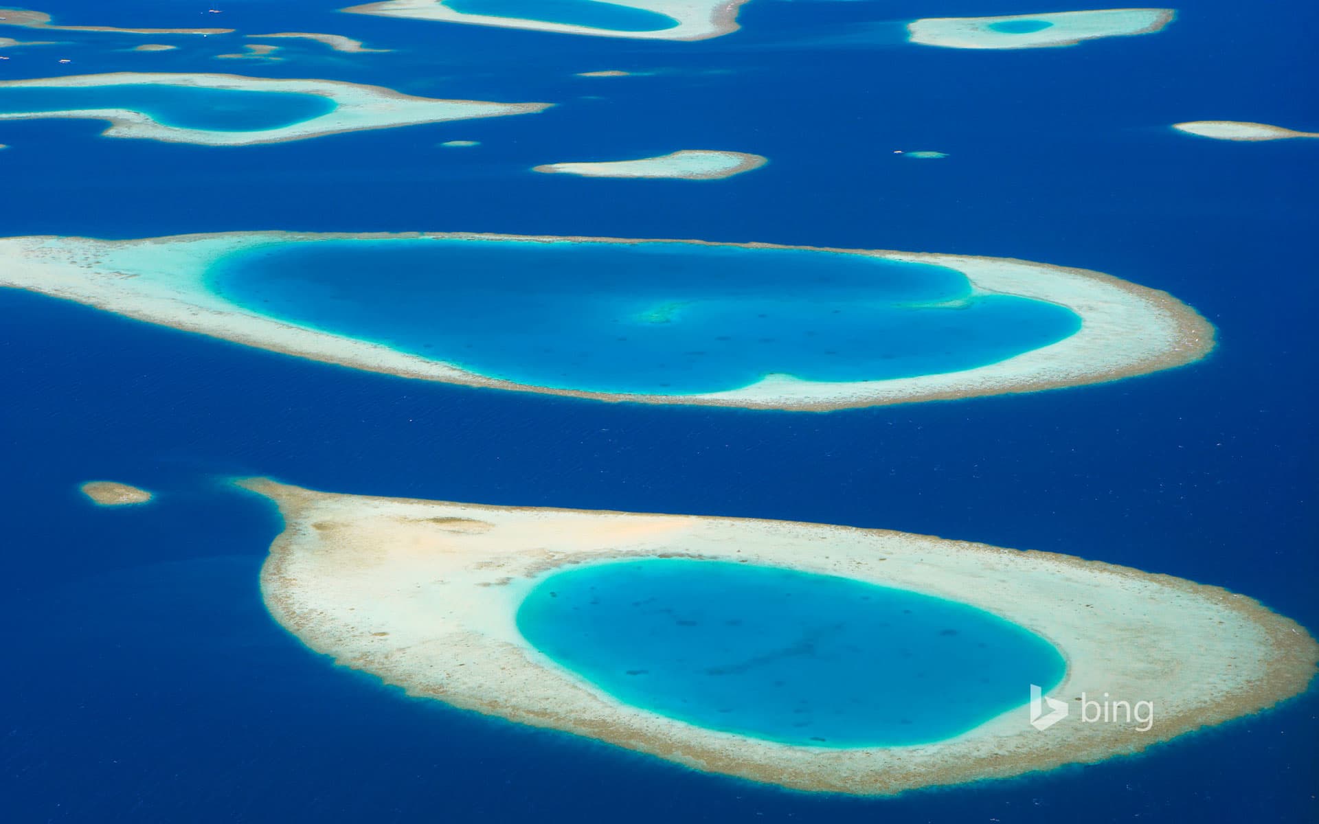 Bing Wallpaper: Atolls in the Maldive Islands