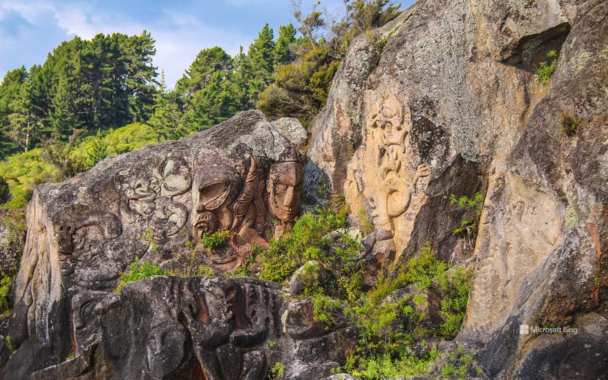 Ngātoroirangi Mine Bay Māori Rock Carvings on Lake Taupō, New Zealand
