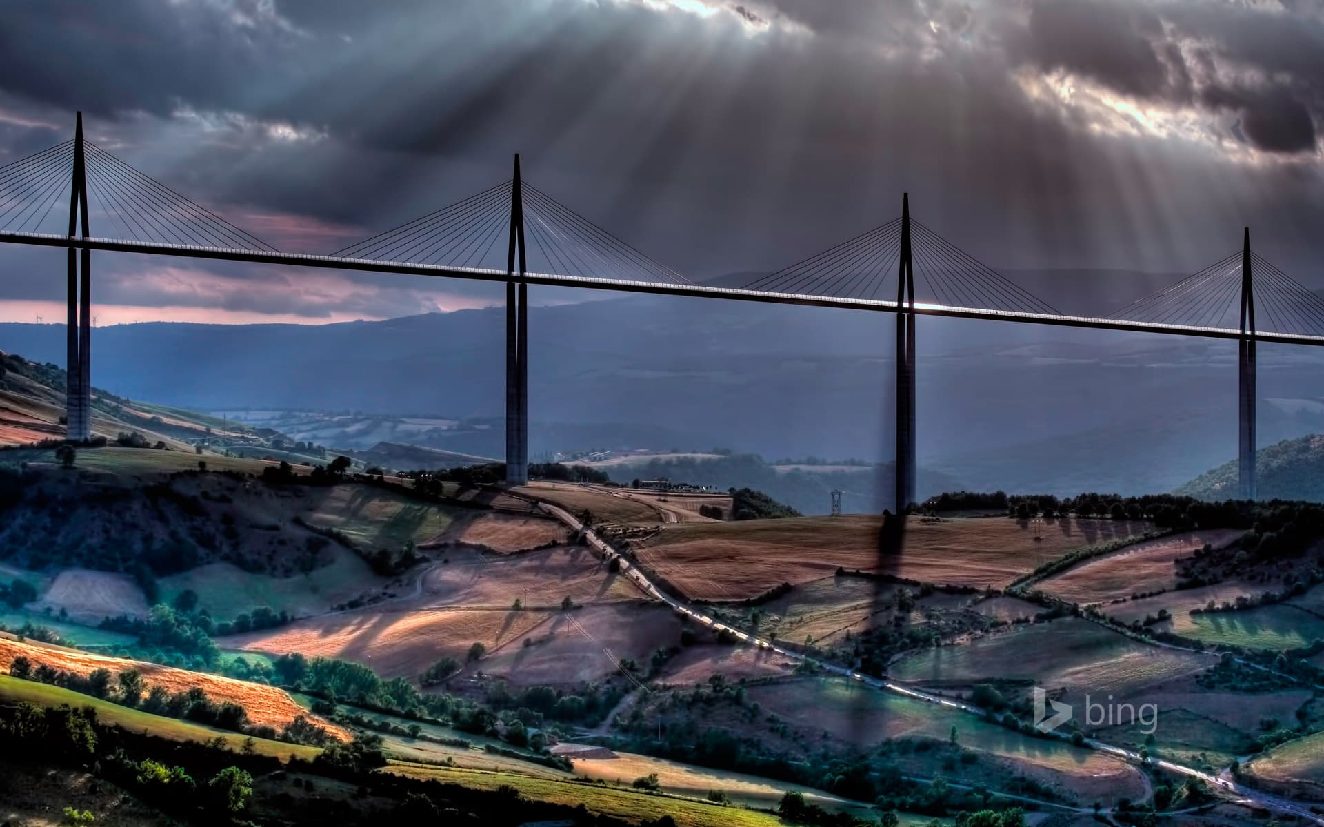 Bing Wallpaper: Millau Viaduct over the Tarn River Valley near Millau, France