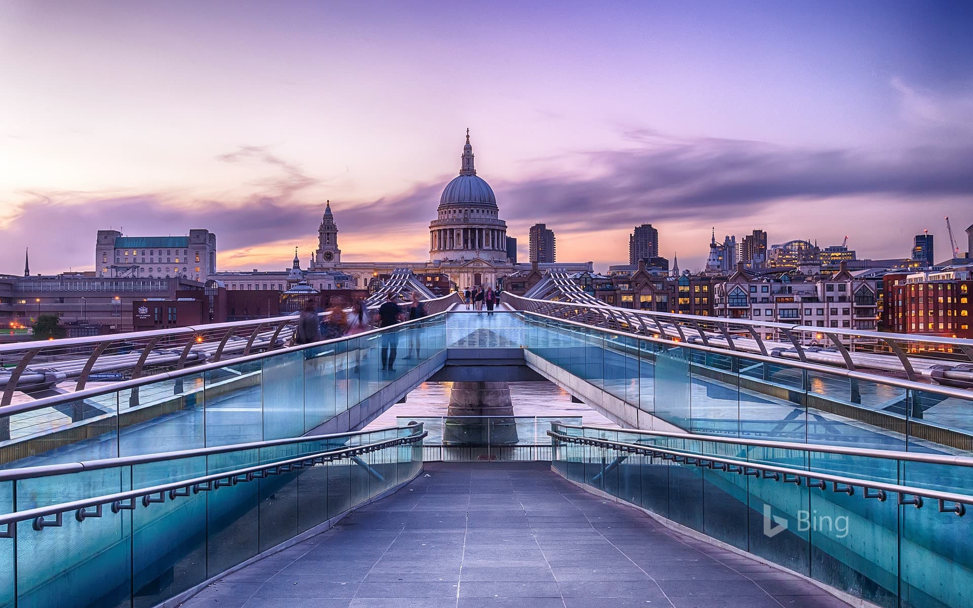 Bing Wallpaper: View of Millennium Bridge and St Paul's Cathedral, London