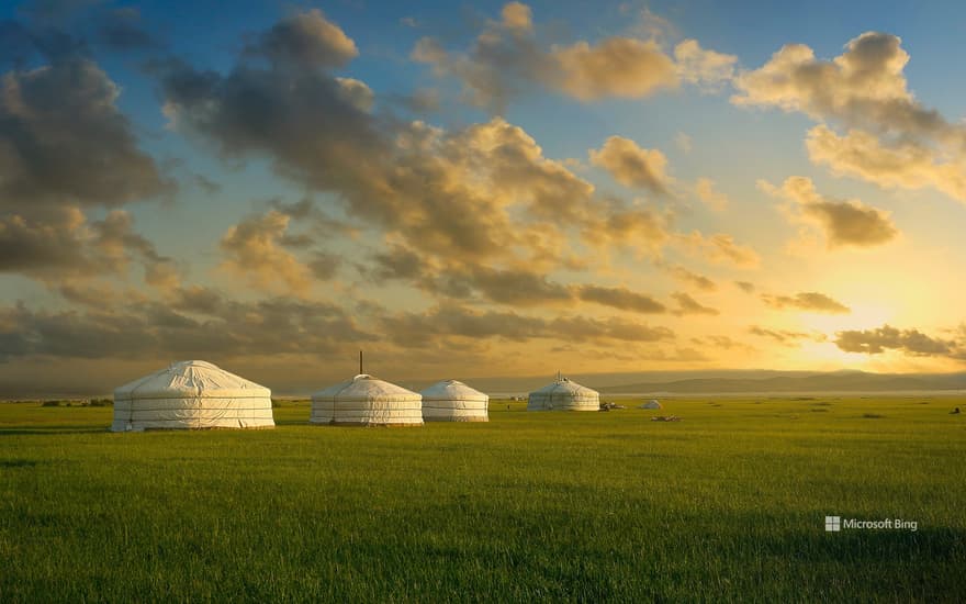Yurts in the grassland of Mongolia