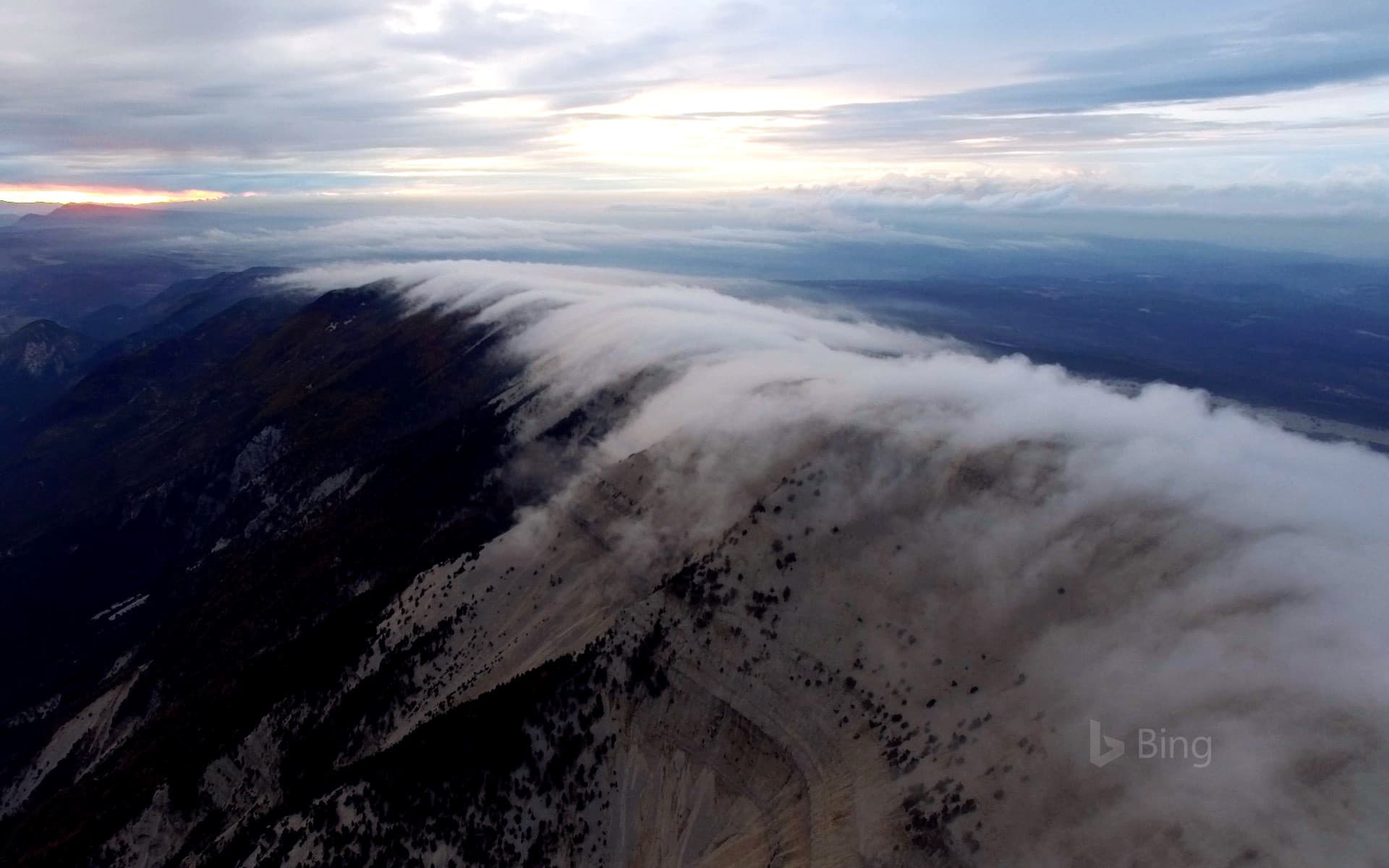 Bing Wallpaper: Clouds over Mont Ventoux, France