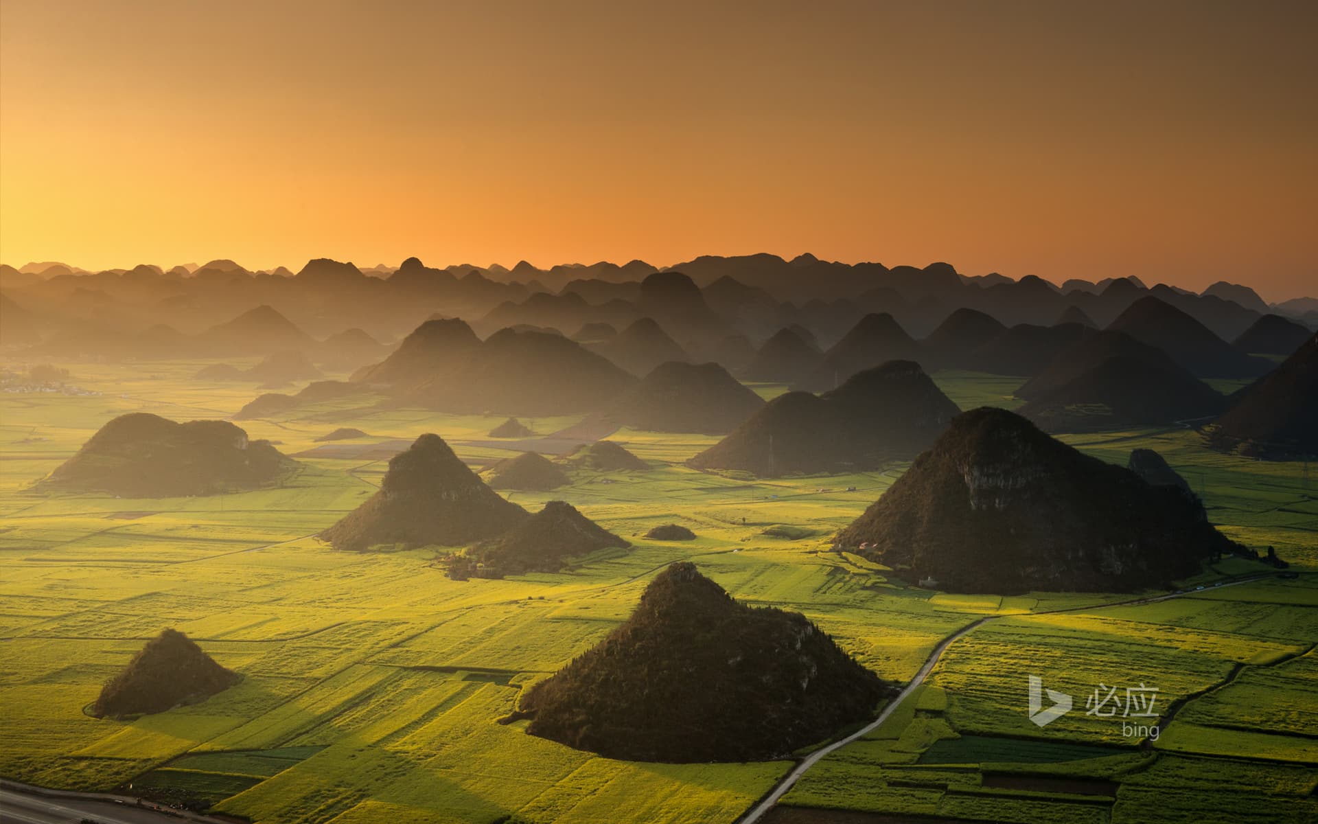 Bing Wallpaper: Early morning in Luoping, Yunnan
