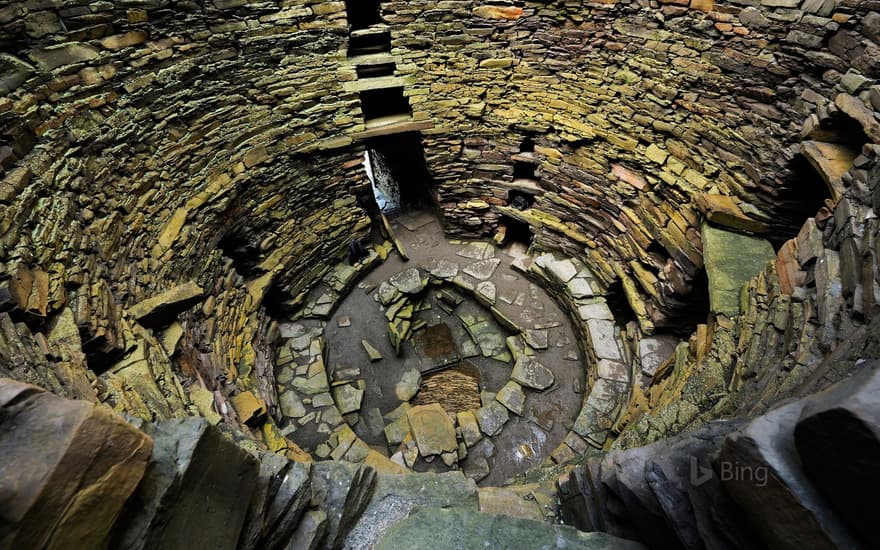 Interior of the Broch of Mousa on Mousa island, Scotland