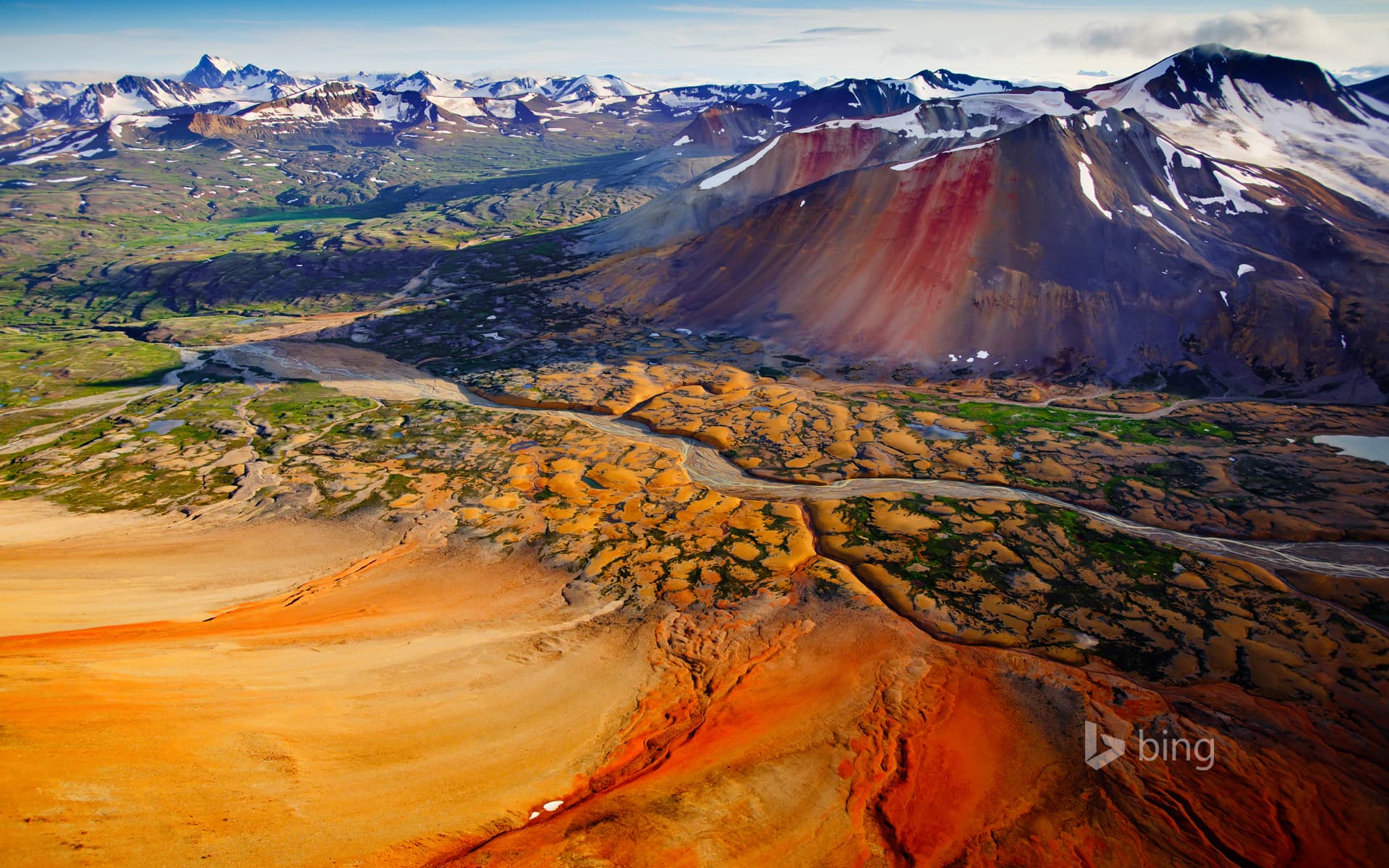 Bing Wallpaper: Mineral heavy peaks, Spectrum Range, Mount Edziza Provincial Park, British Columbia, Canada