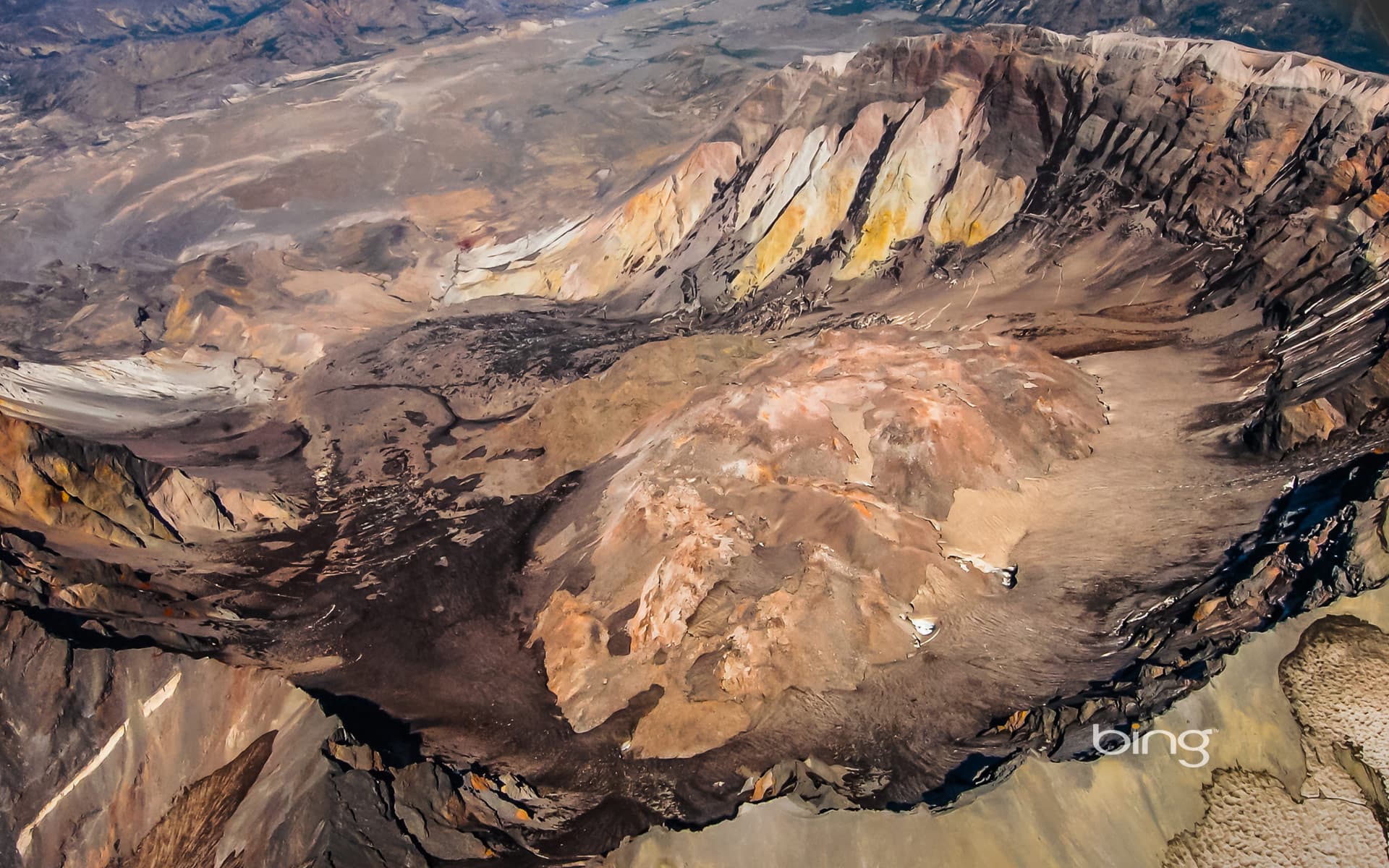 Bing Wallpaper: Aerial view of Mount St. Helens, Washington