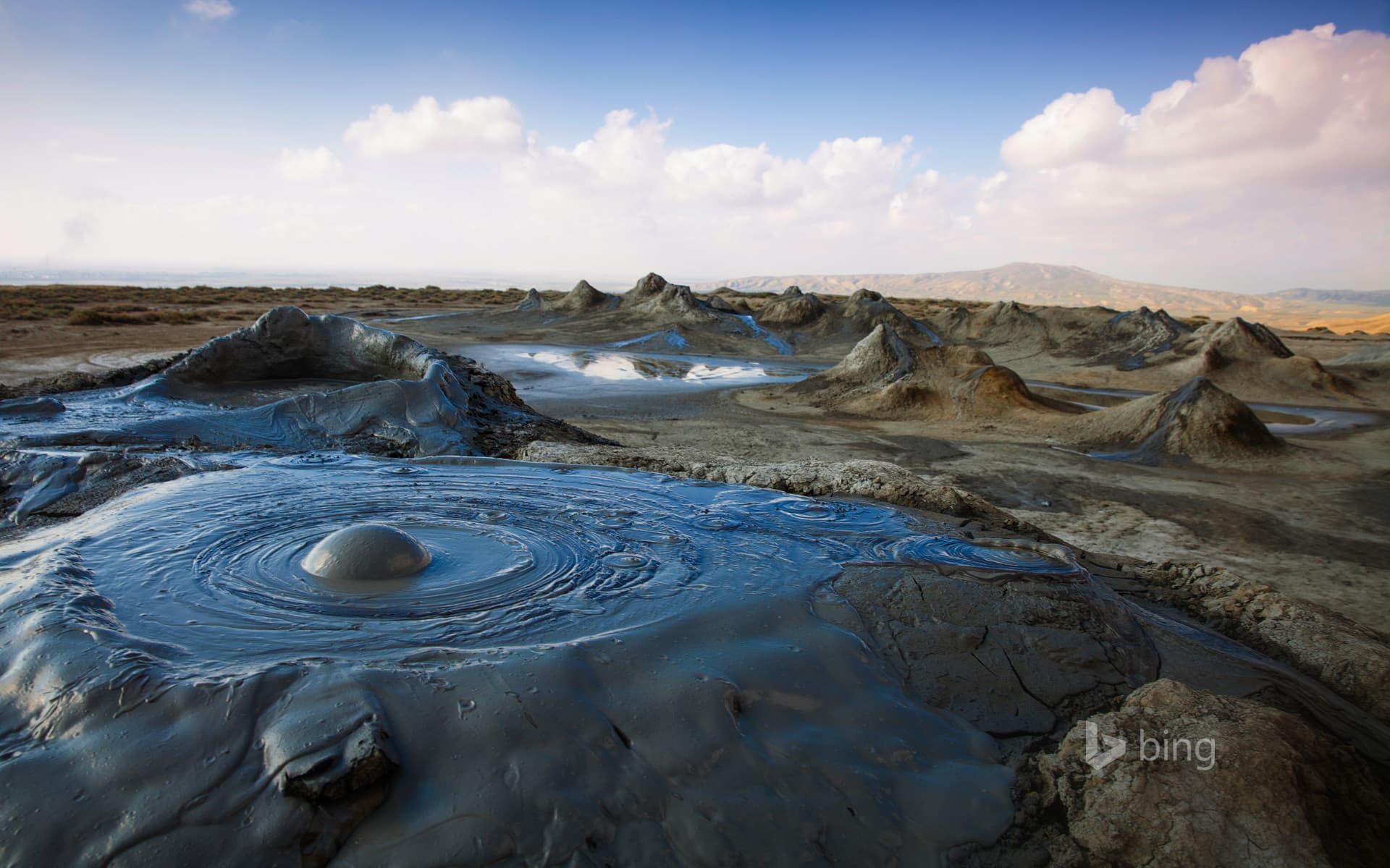 Bing Wallpaper: Mud volcanoes in Gobustan National Park, Azerbaijan