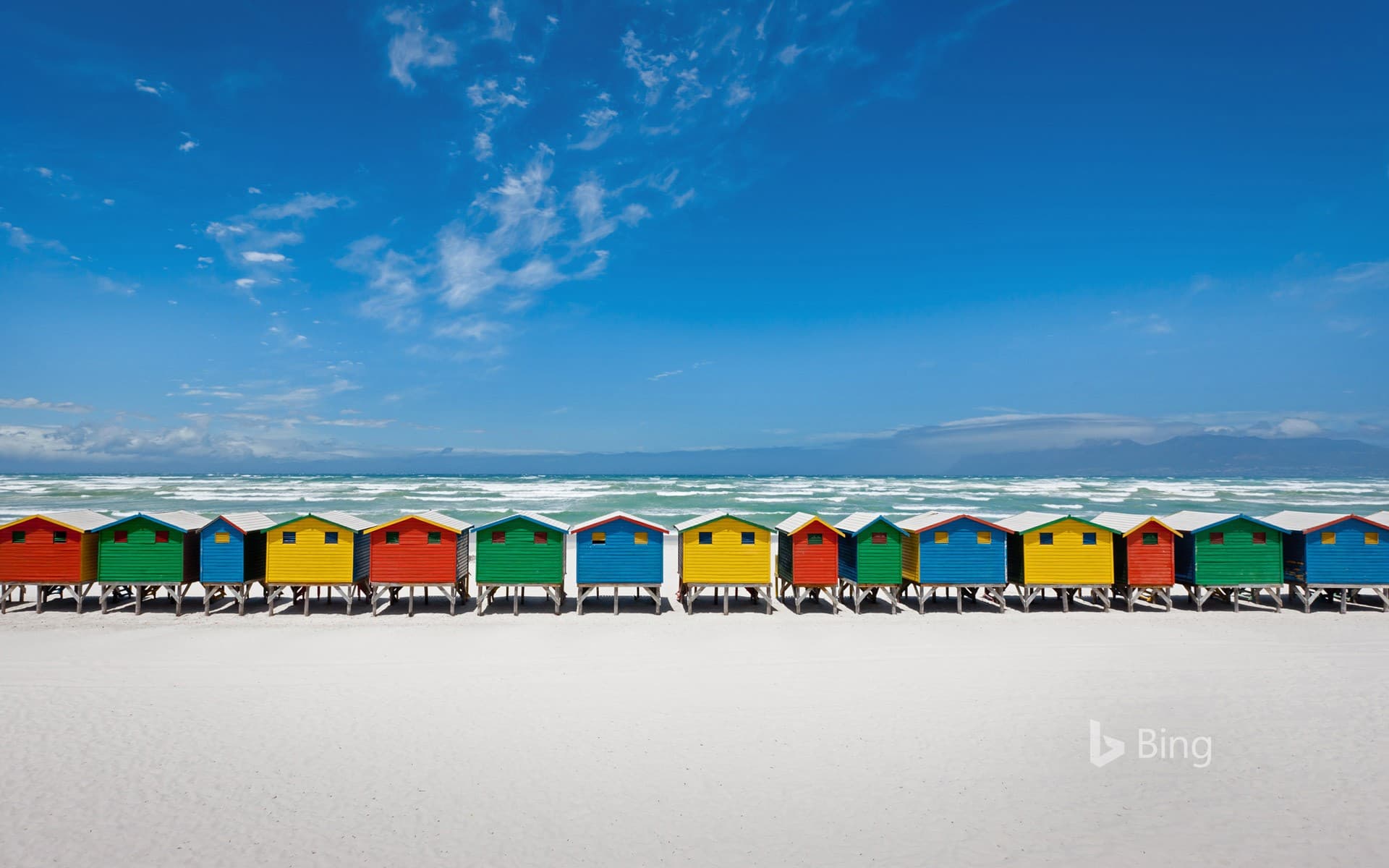 Bing Wallpaper: Beach huts in Muizenberg, South Africa
