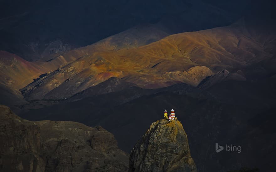 Mulbekh Monastery in the Zanskar region of Ladakh, Jammu and Kashmir, India