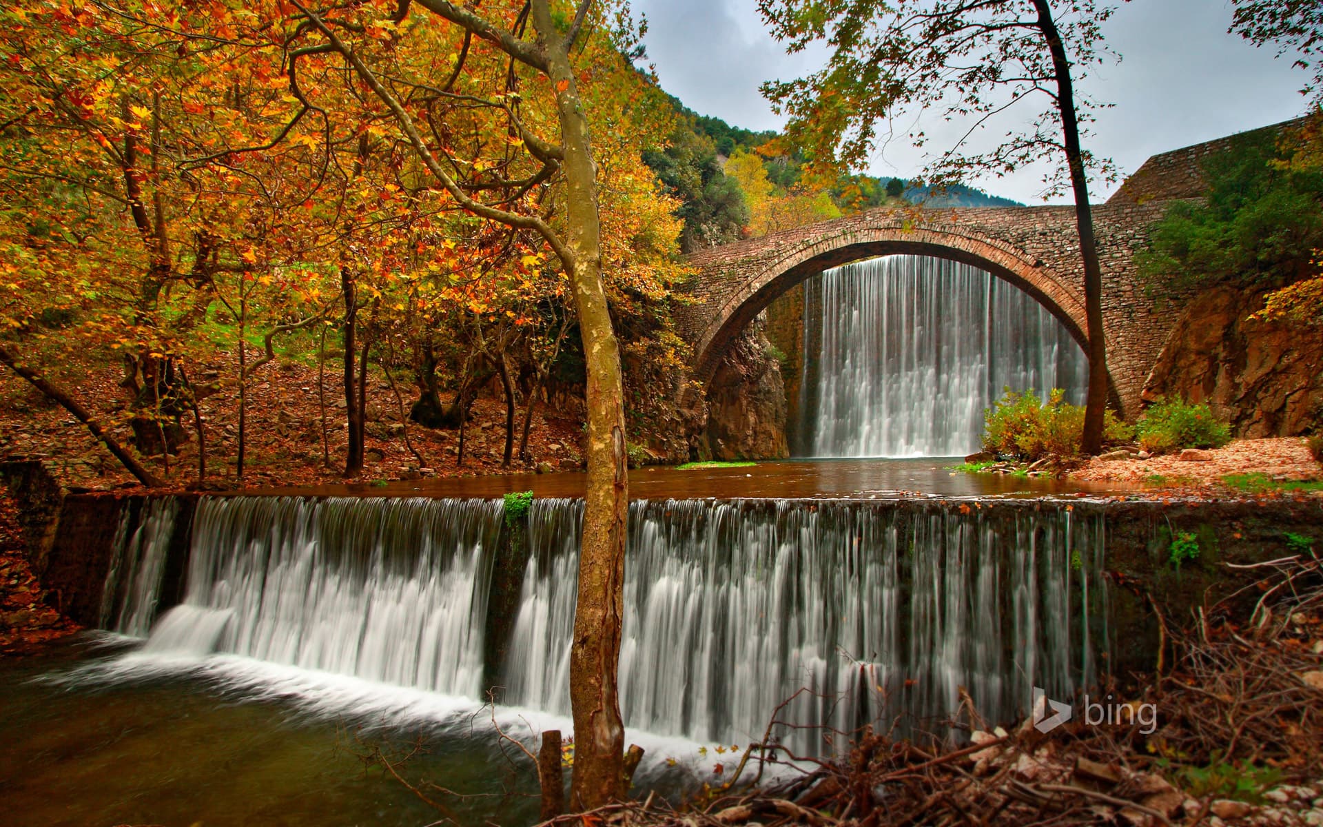 Bing Wallpaper: Paleokaria Bridge over the Portaikos River near Trikala, Greece